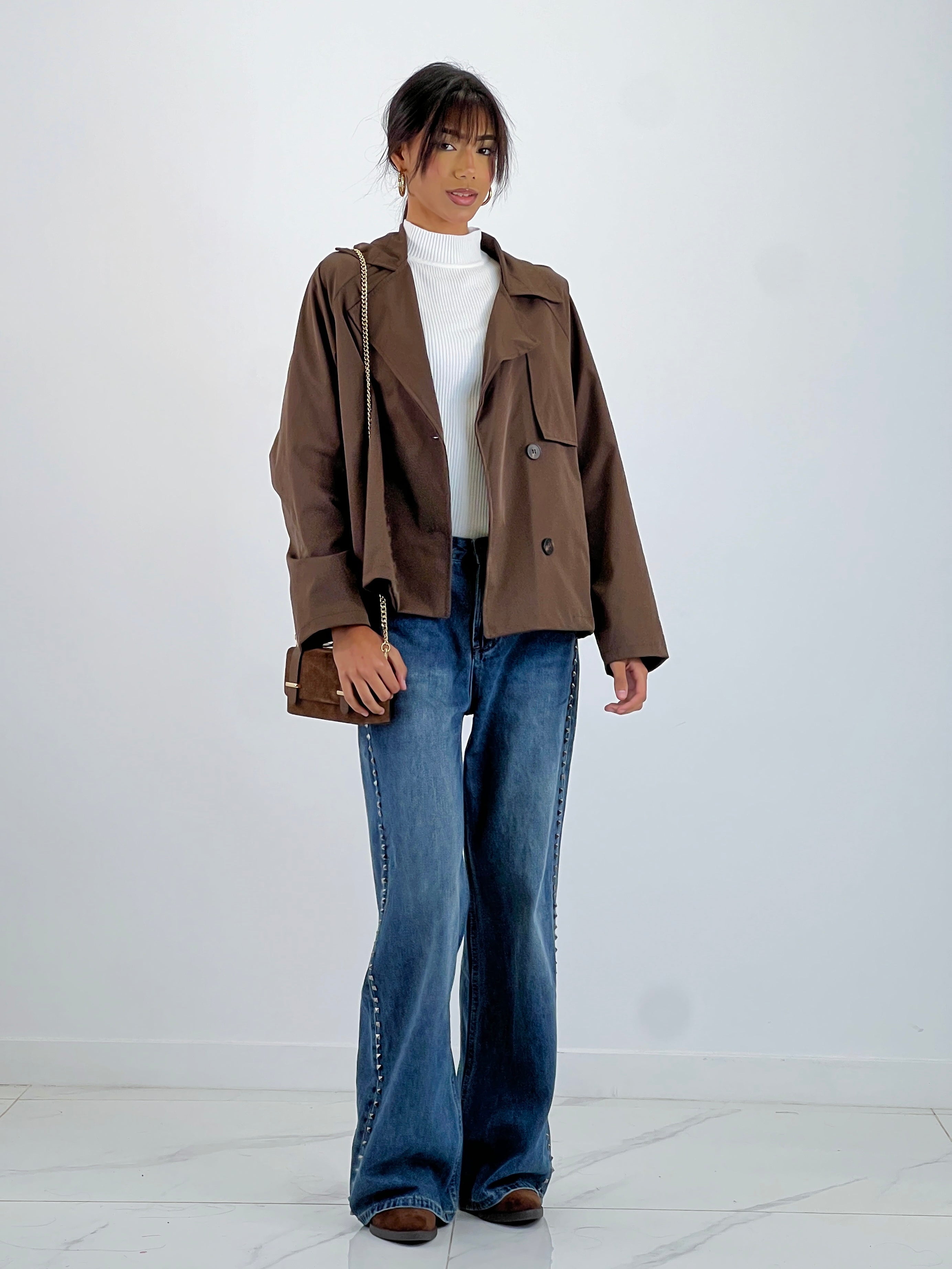 Jeans wide leg high waist studs