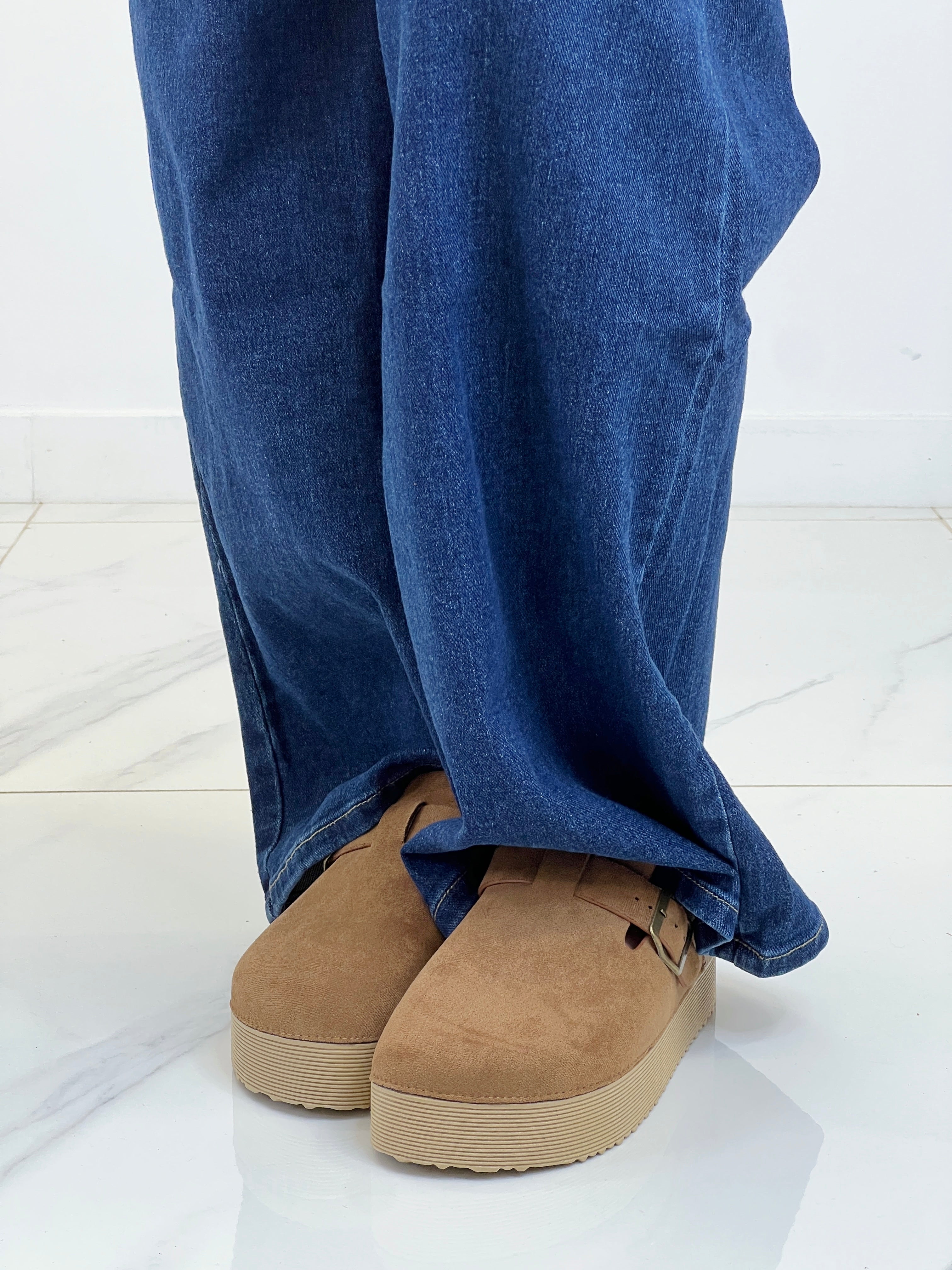 Zueco plataforma serraje