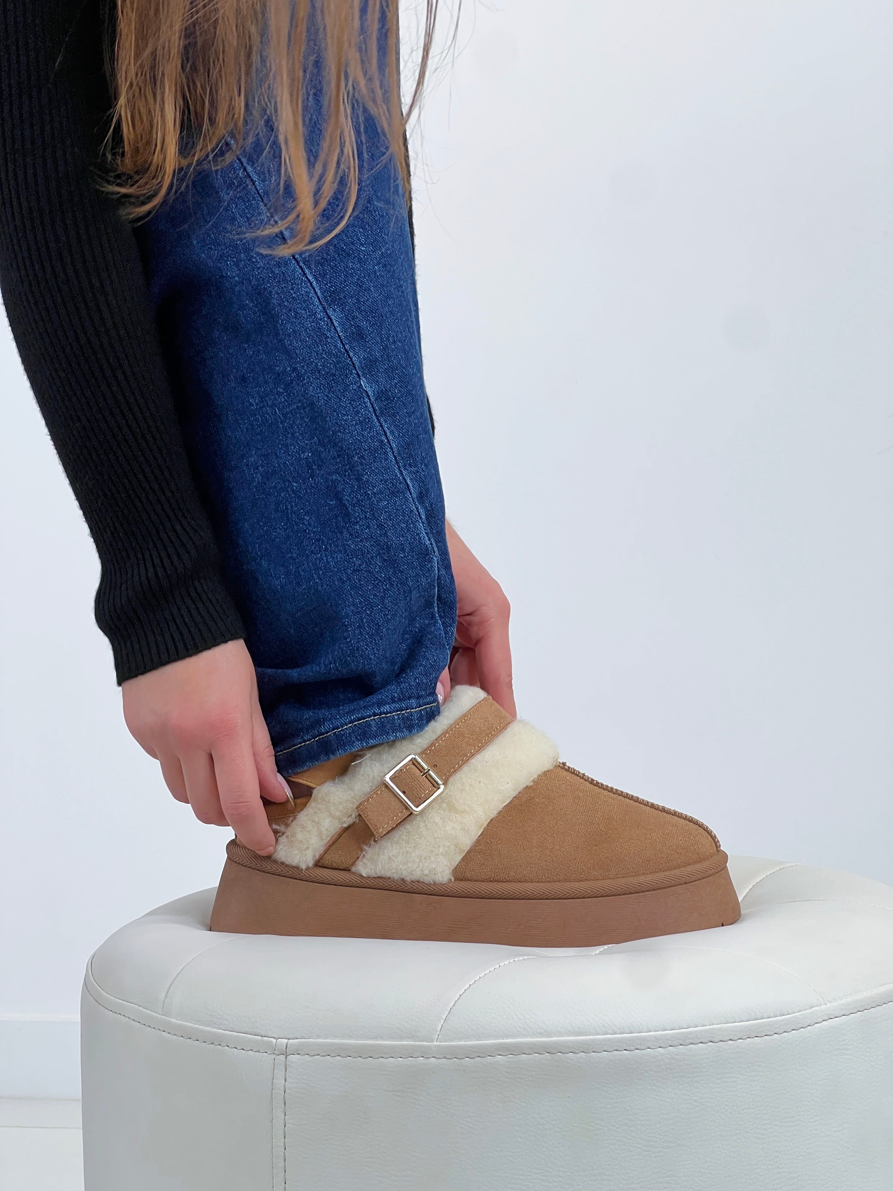 Zueco plataforma borreguito