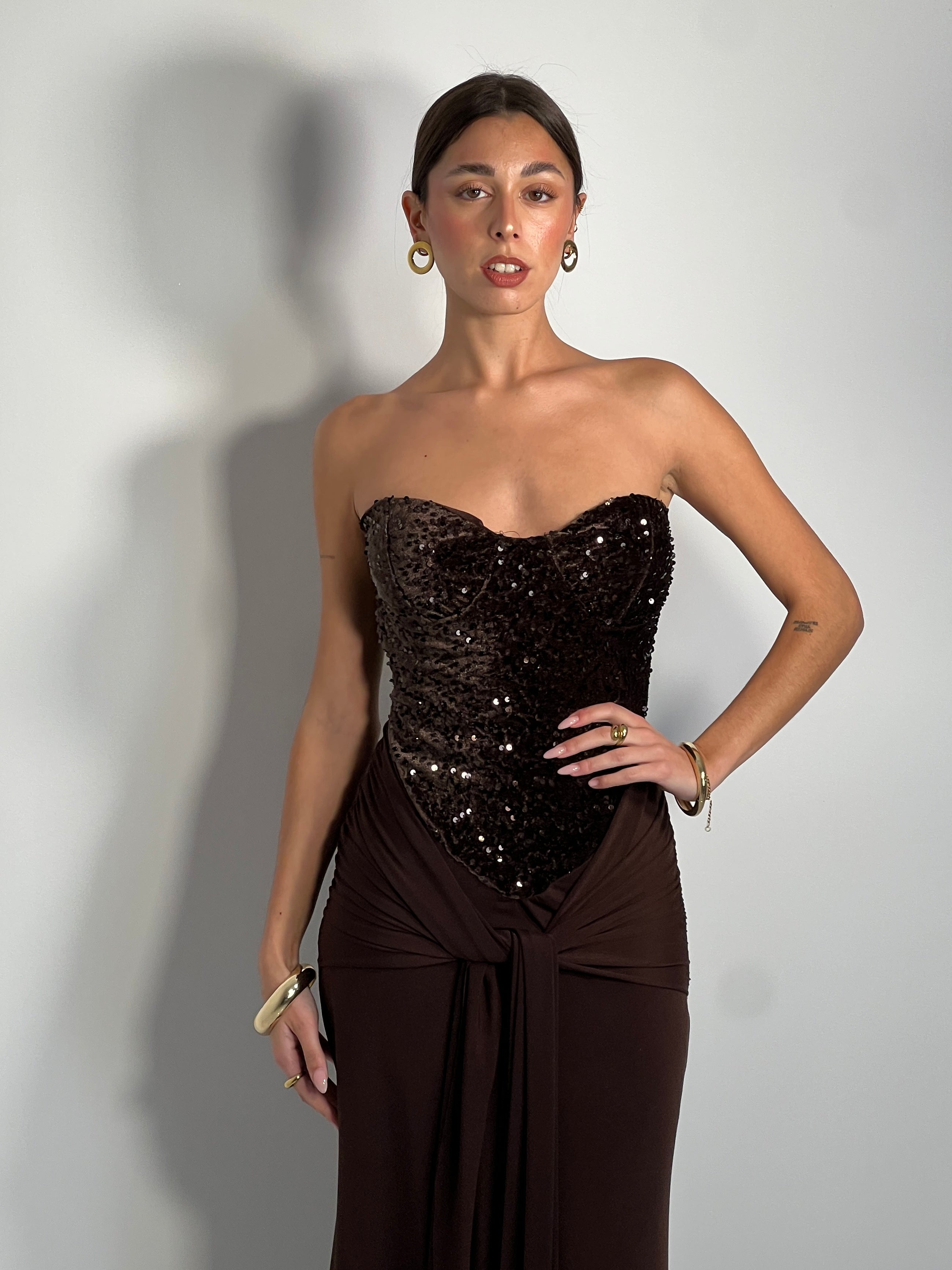 Vestido combinado terciopelo