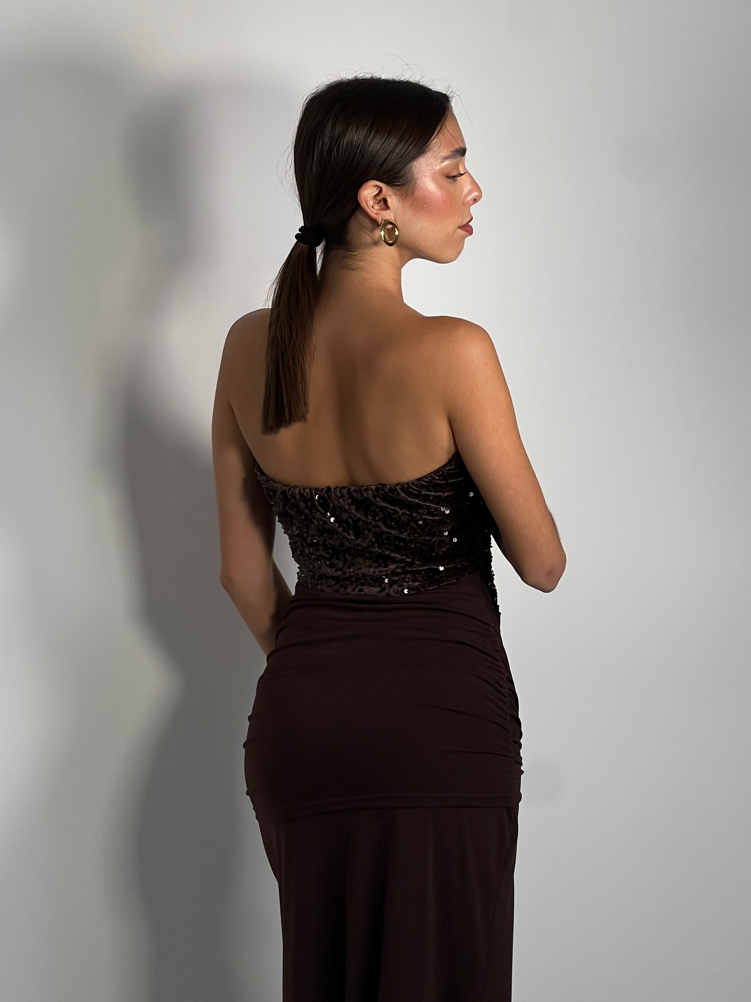 Vestido combinado terciopelo