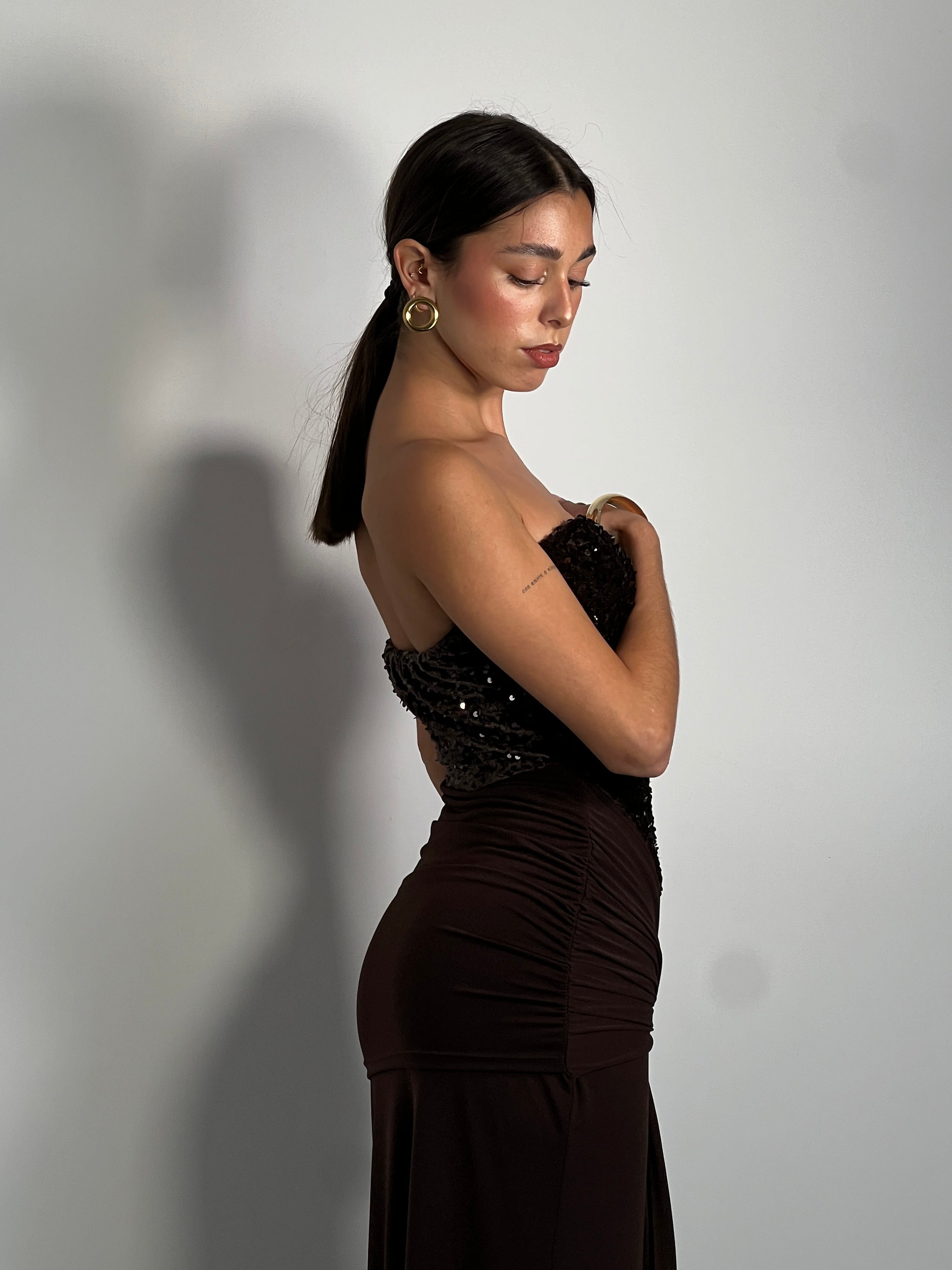 Vestido combinado terciopelo