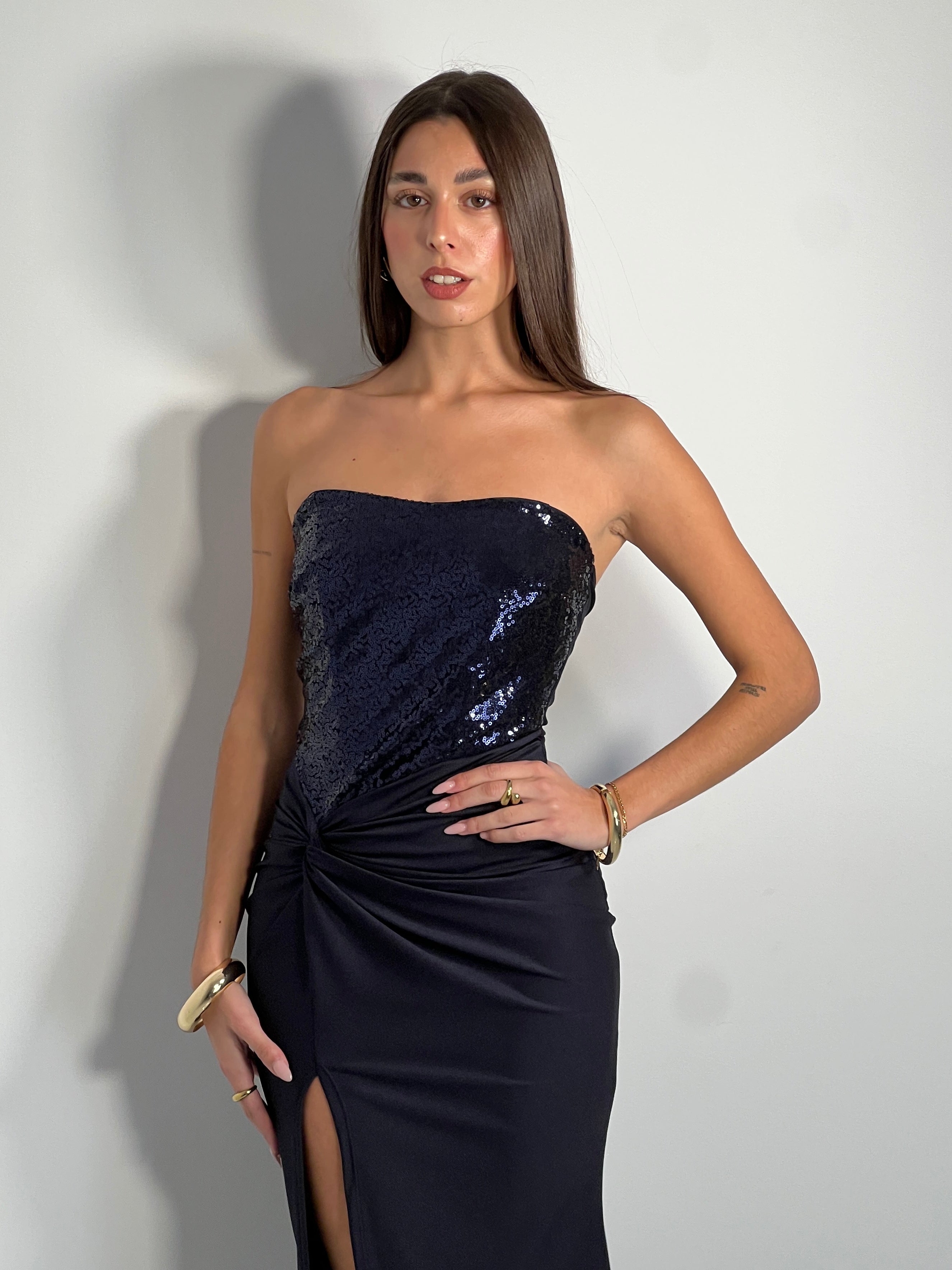 Vestido nudo lentejuelas