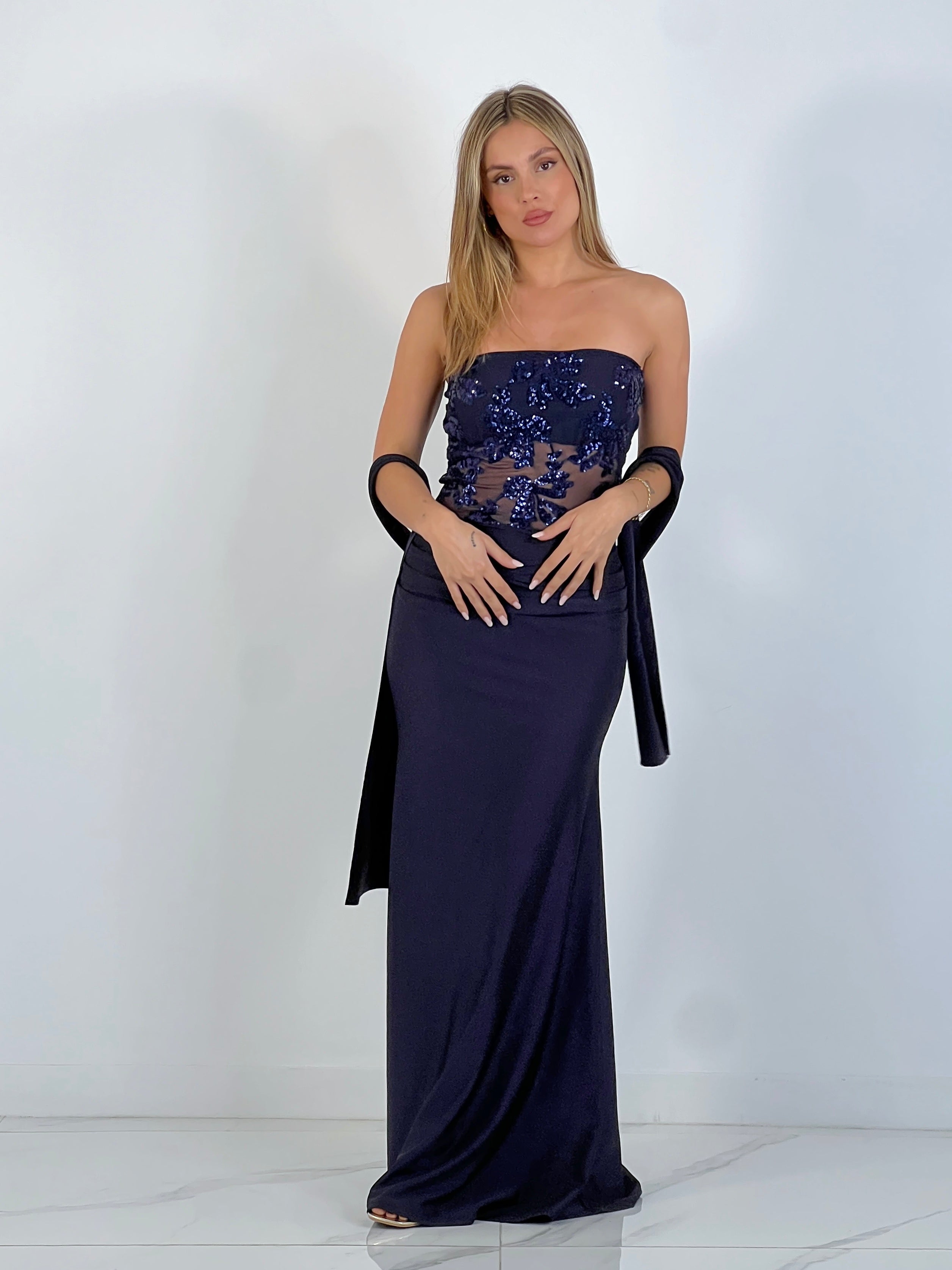 Vestido palabra de honor lentejuela - Zebra&Maduixa®