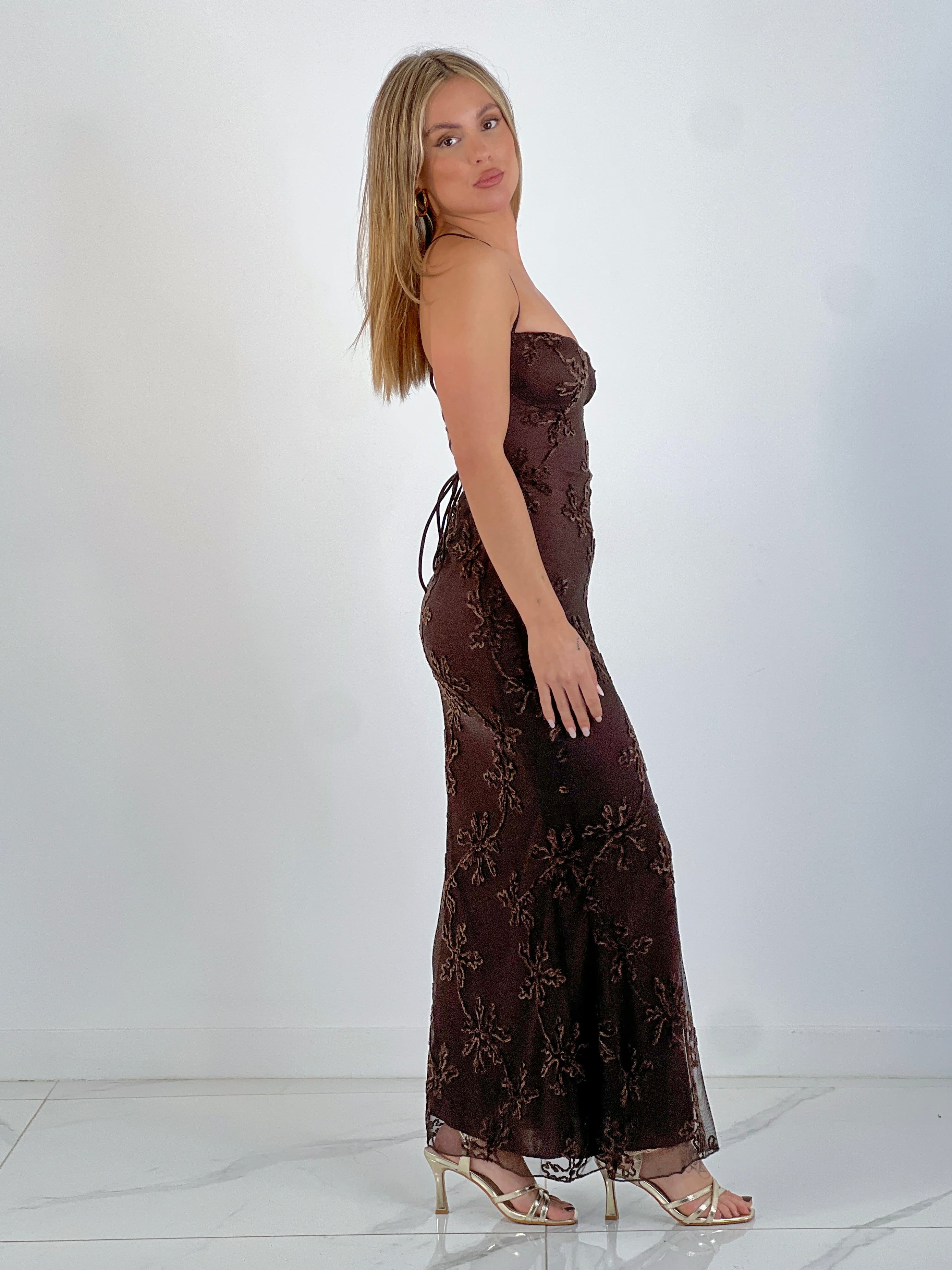 Vestido encaje terciopelo