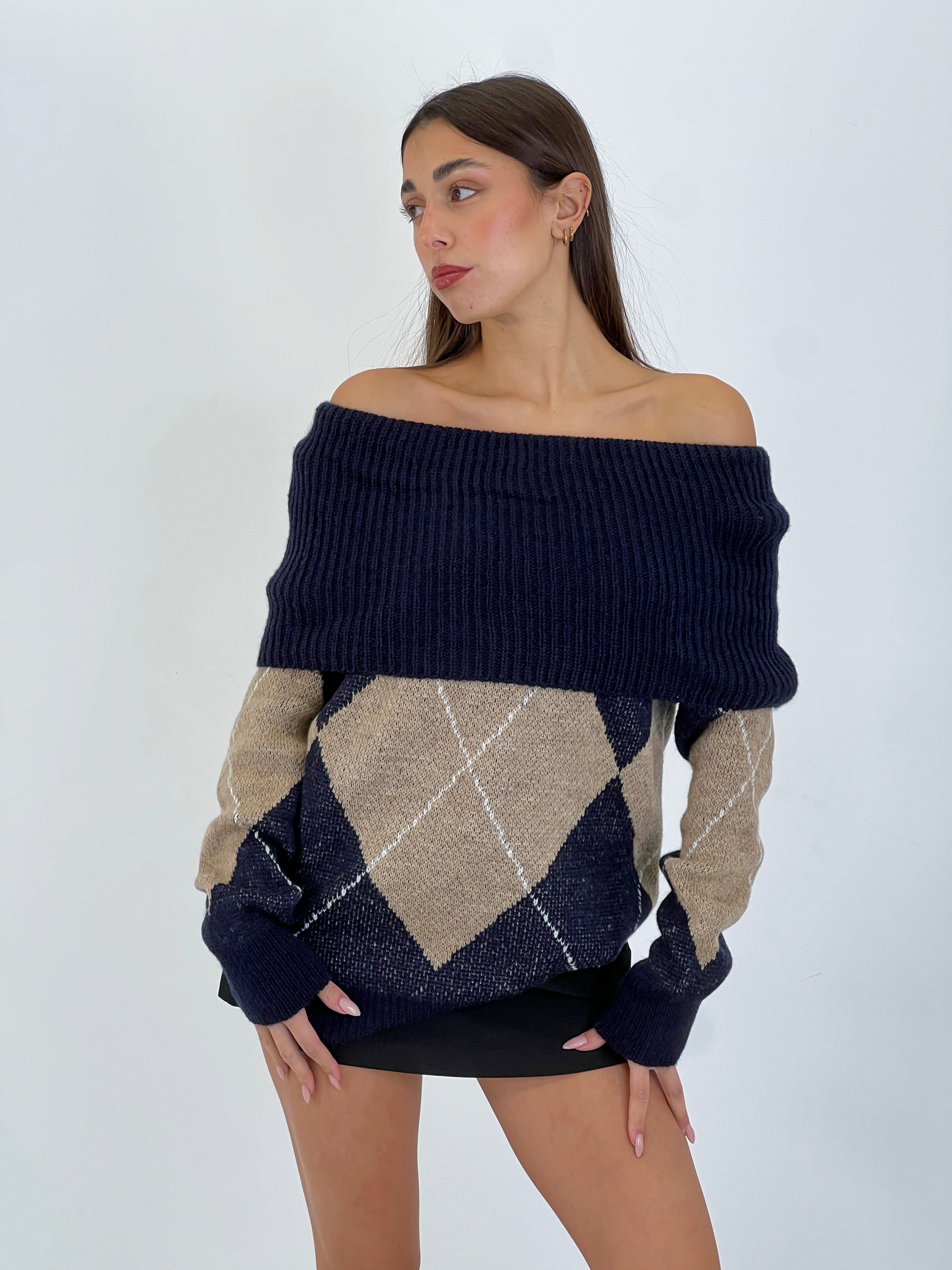 Jersey rombos escote barco