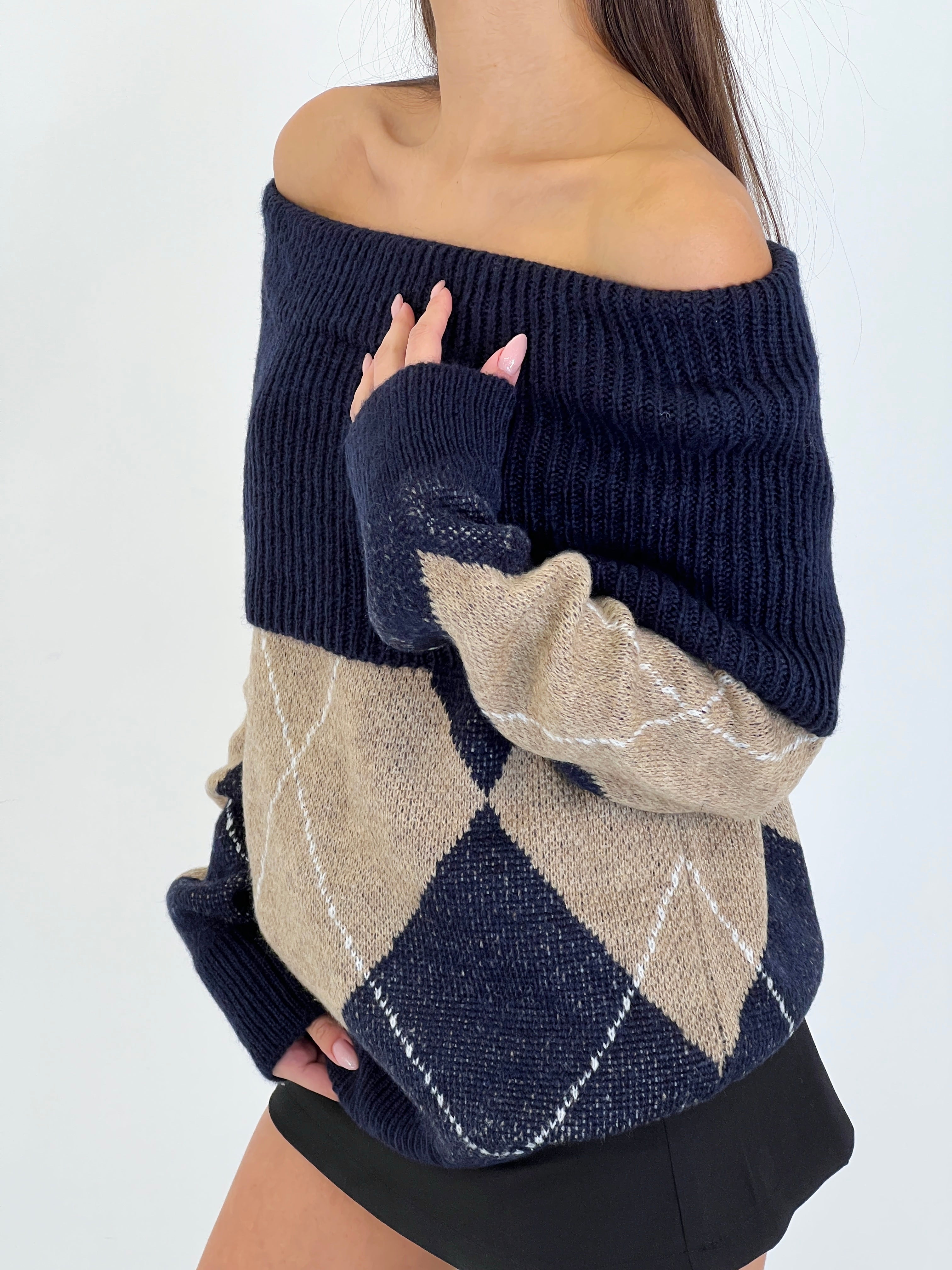 Jersey rombos escote barco