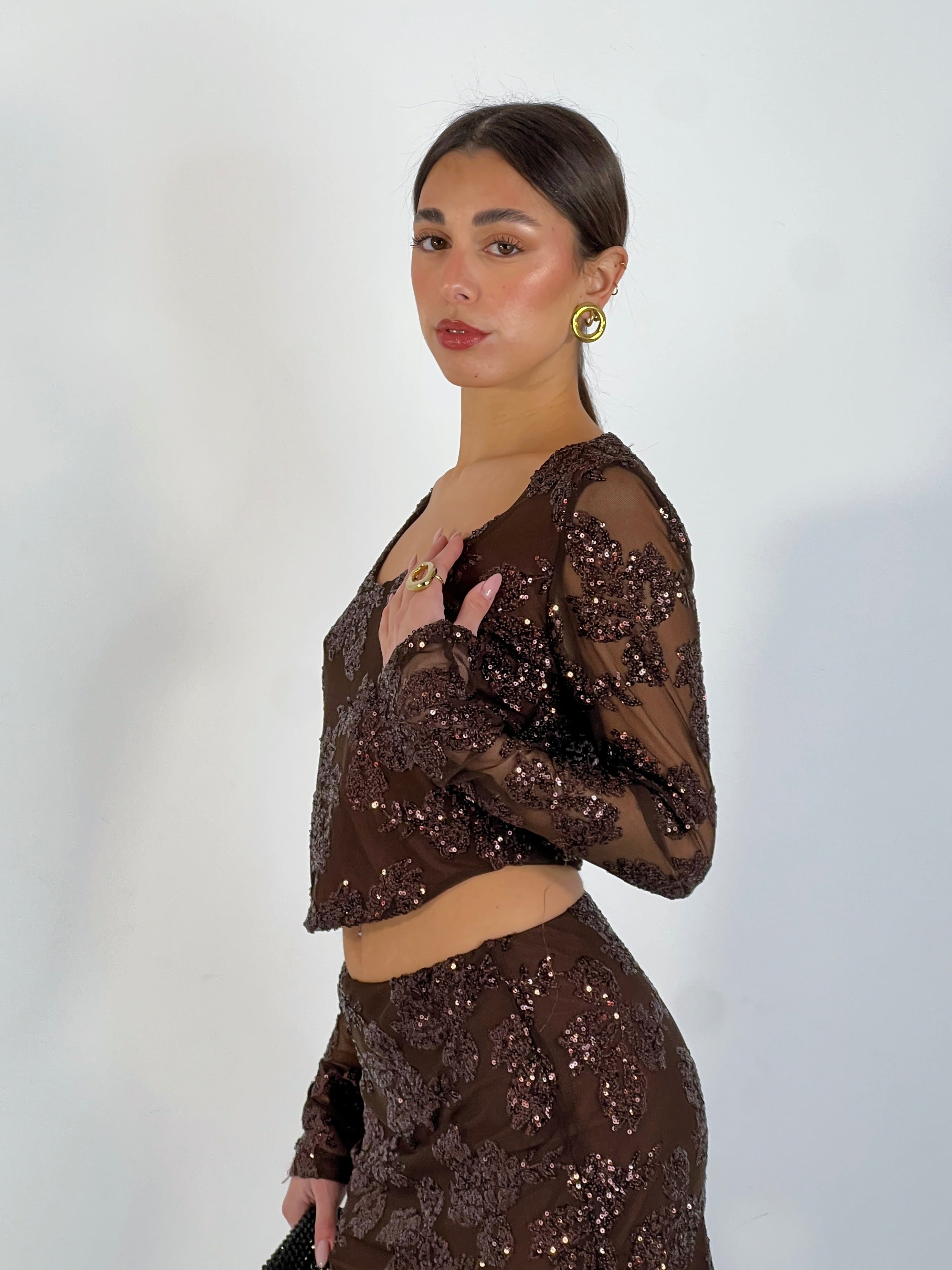 Top embroidered sequins
