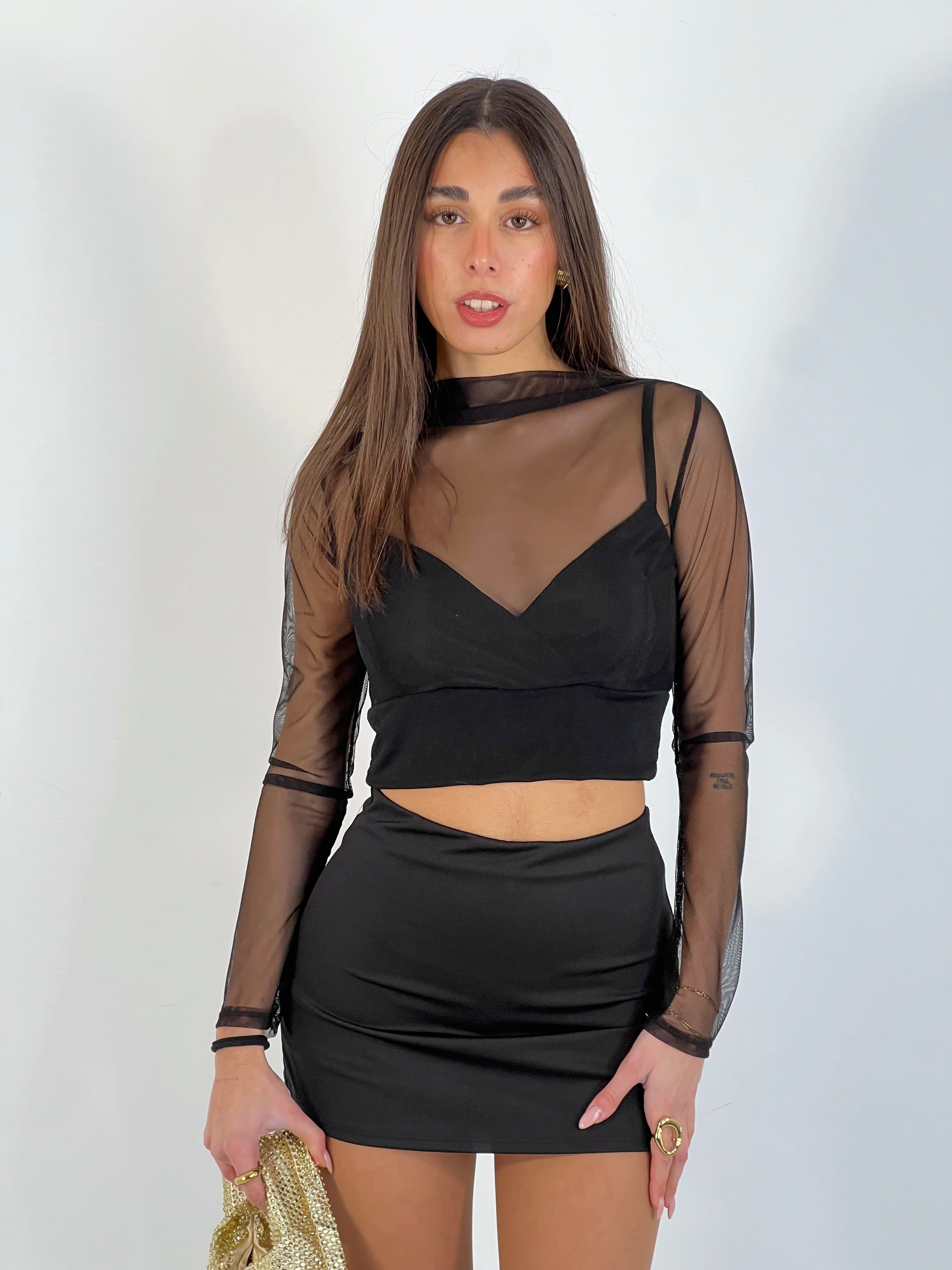 Top transparencias manga larga