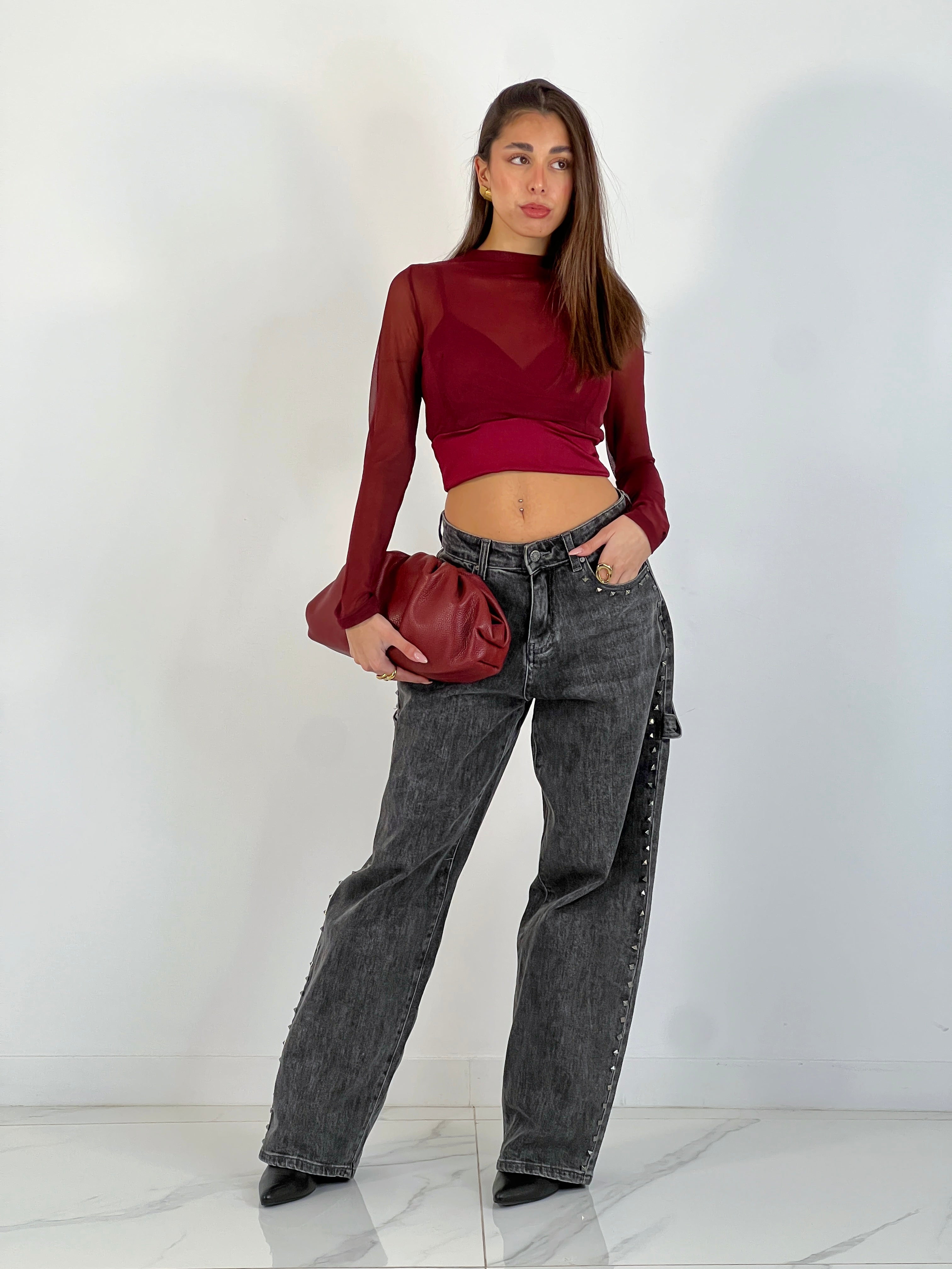 Top transparencias manga larga