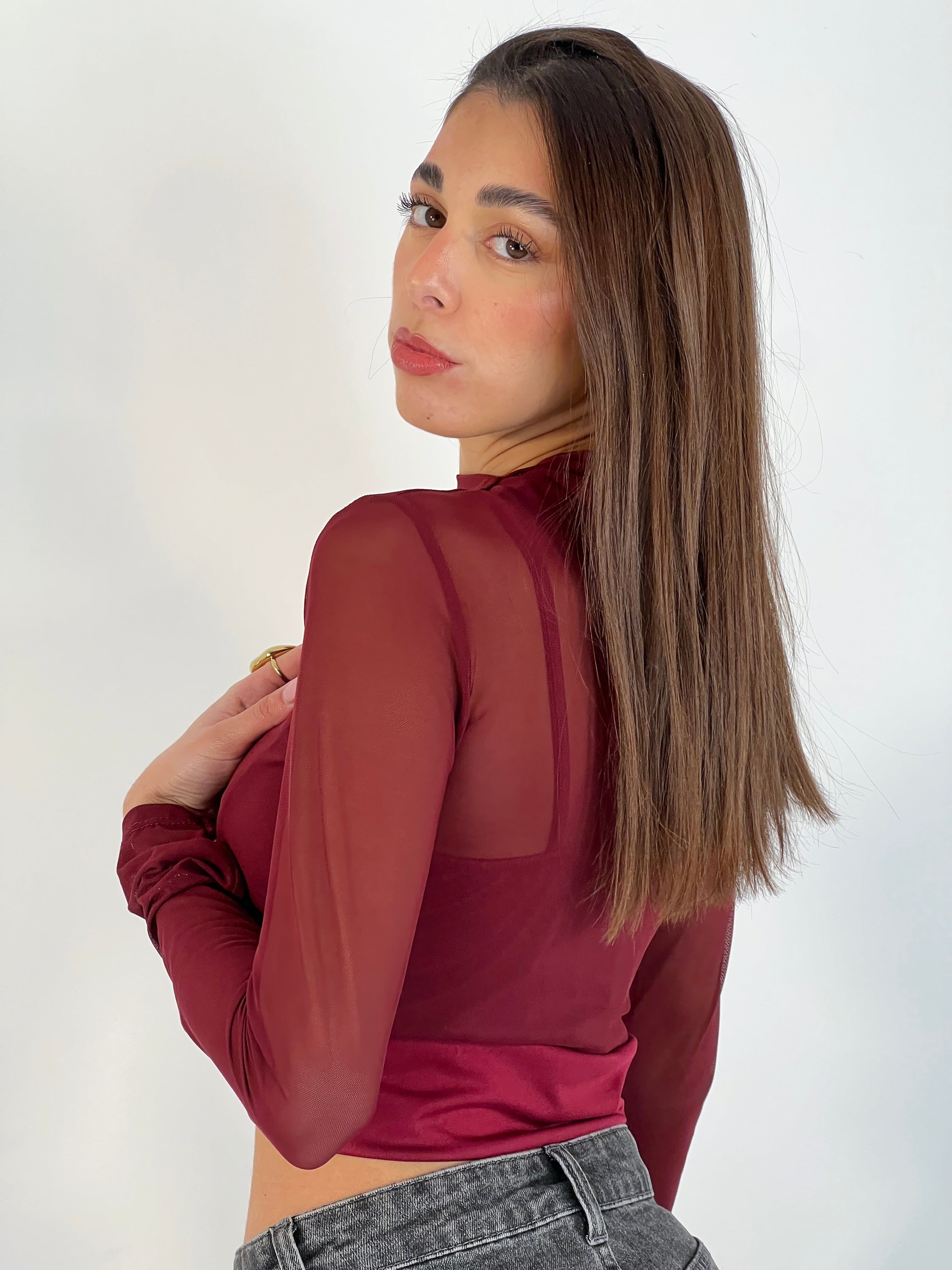 Top transparencias manga larga