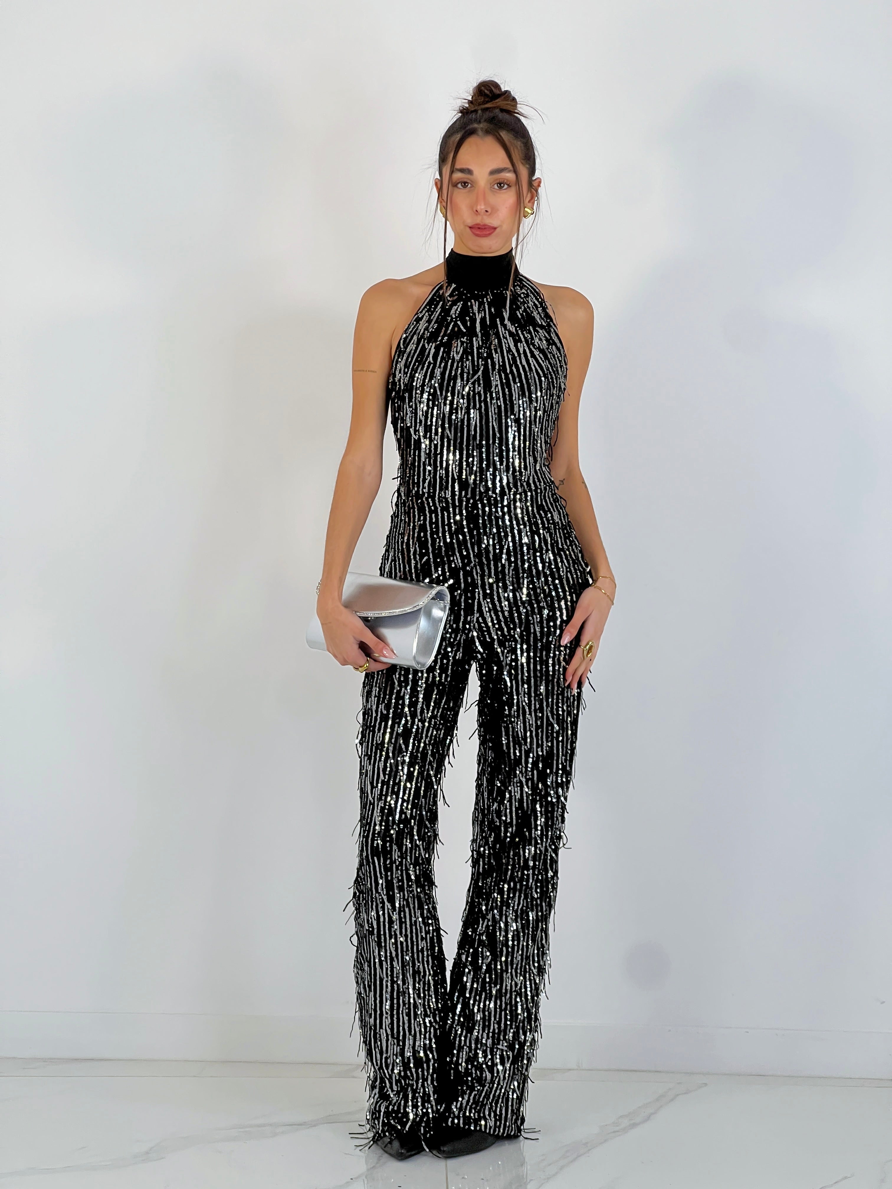 Mono halter com franjas e lantejoulas