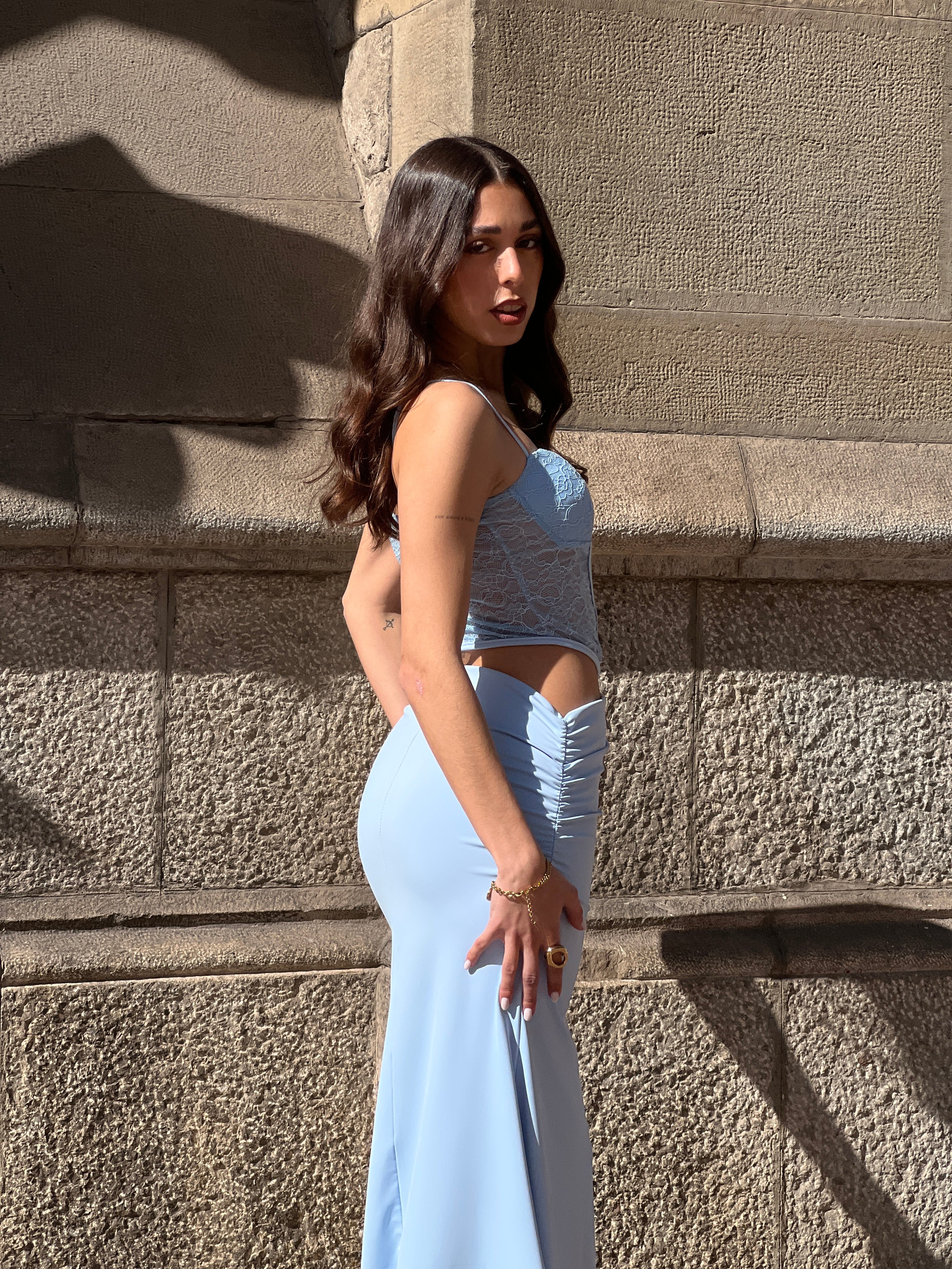 Slip dress with fitted bodice