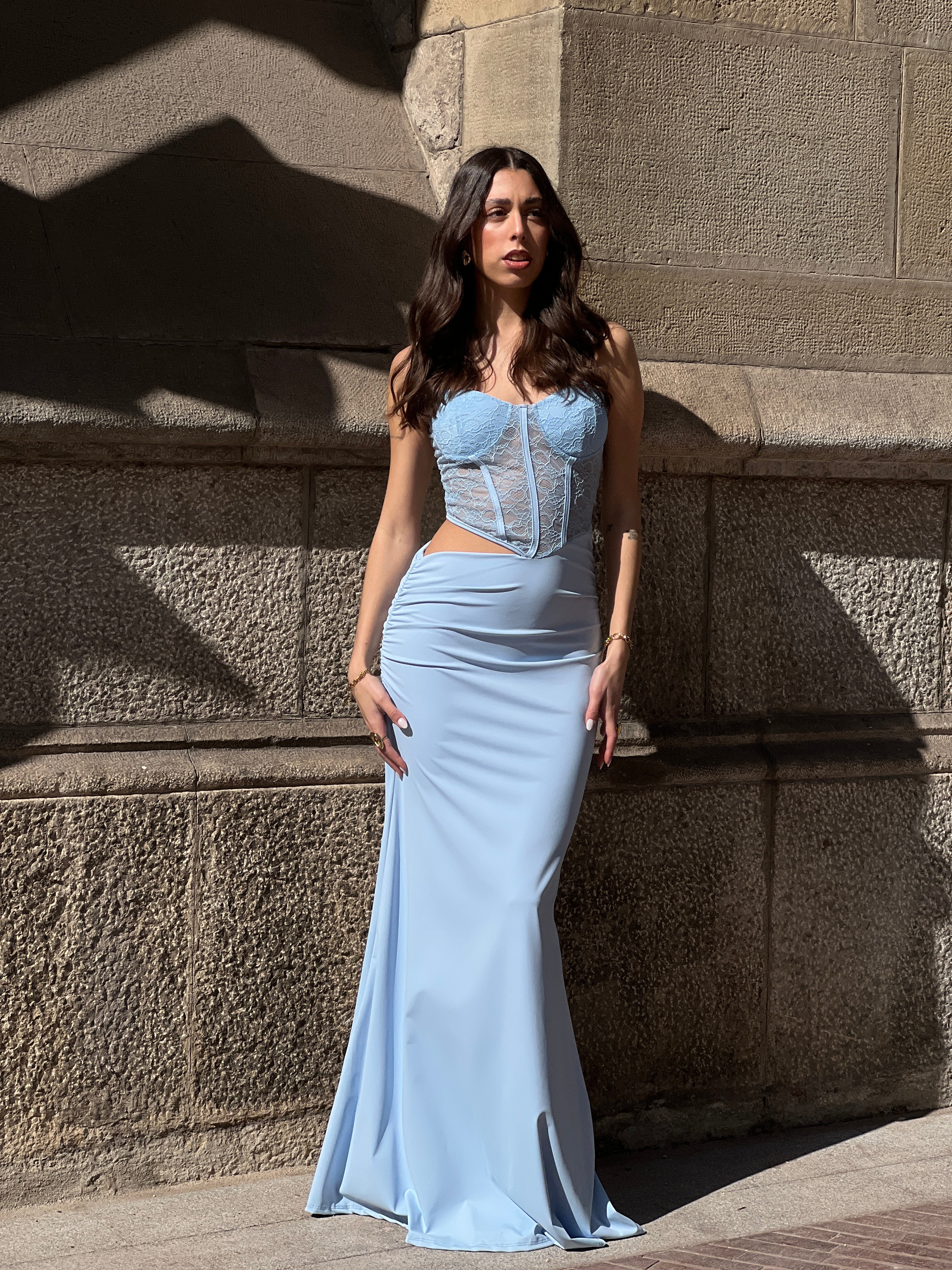 Slip dress with fitted bodice