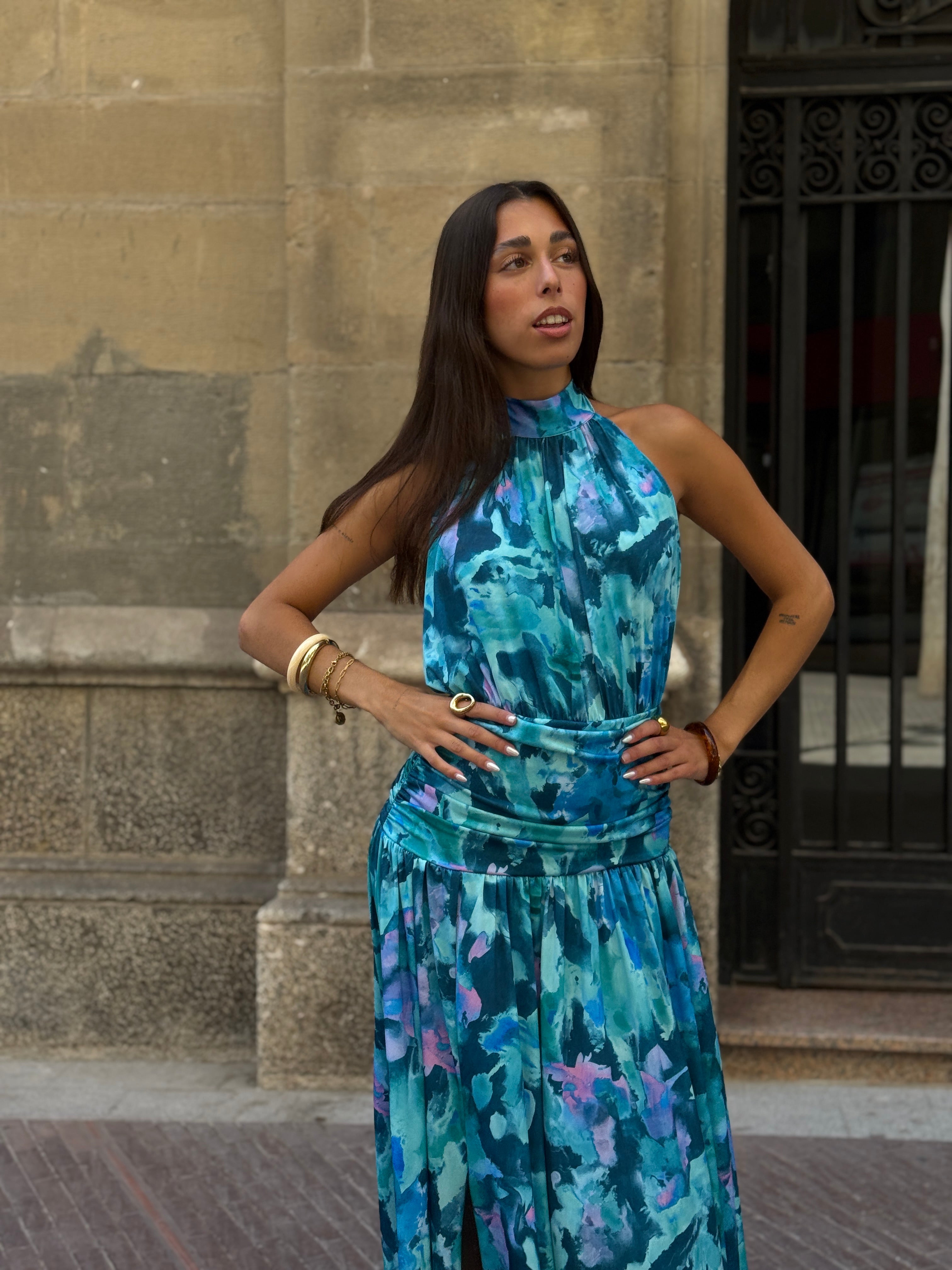 Vestido halter estampado Niria
