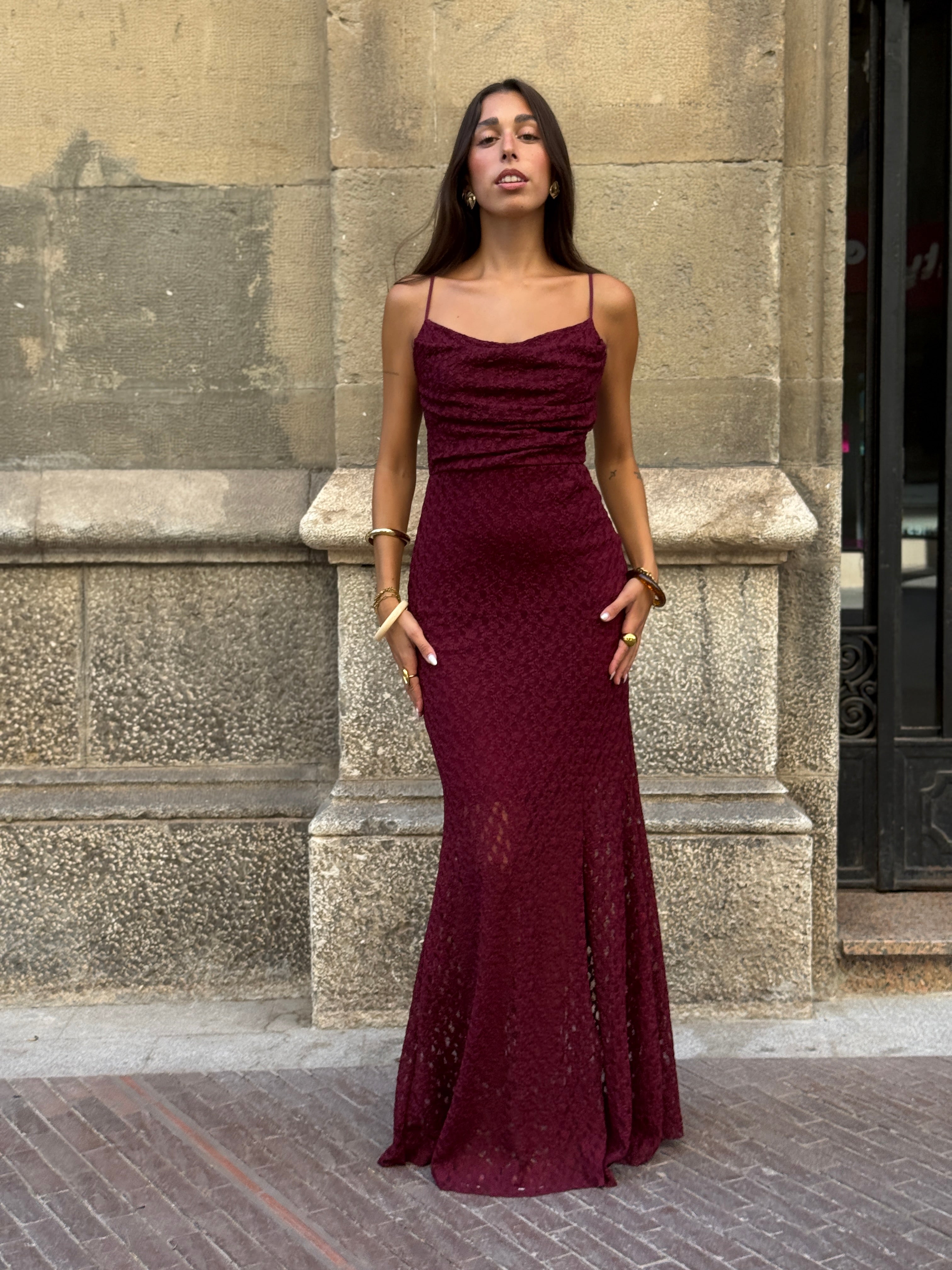 Vestido drapeado blonda Elisa