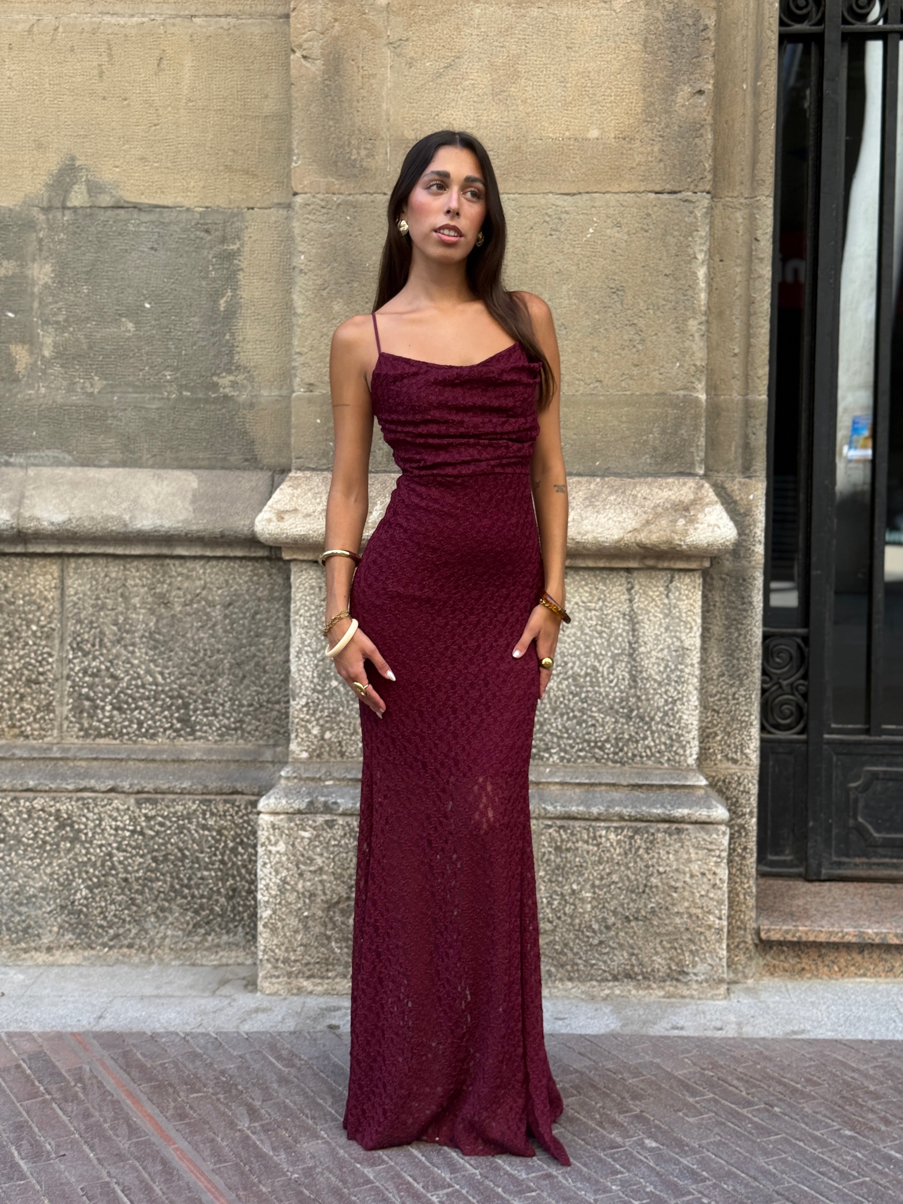 Vestido drapeado blonda Elisa