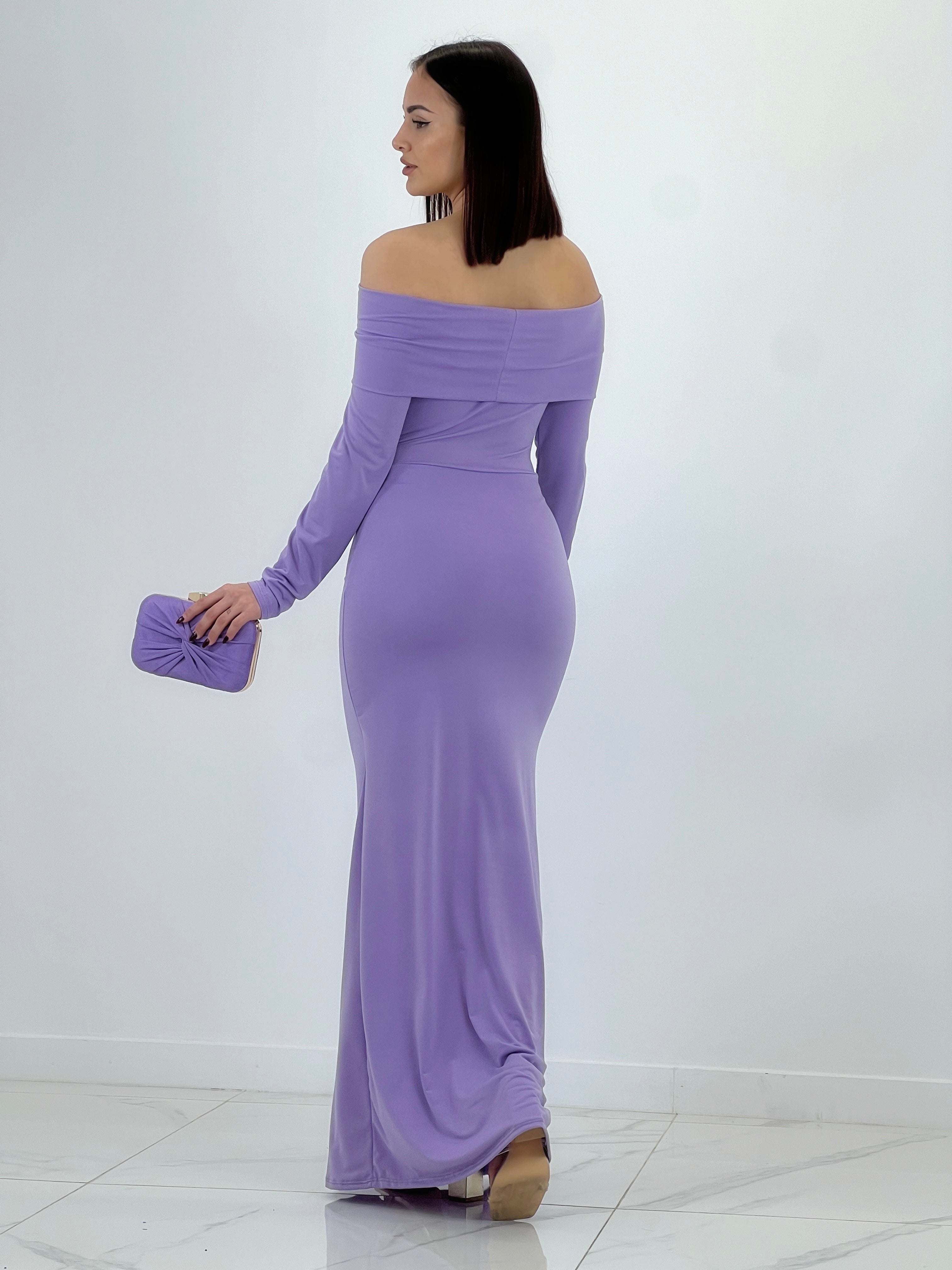 Eva long boat neck dress