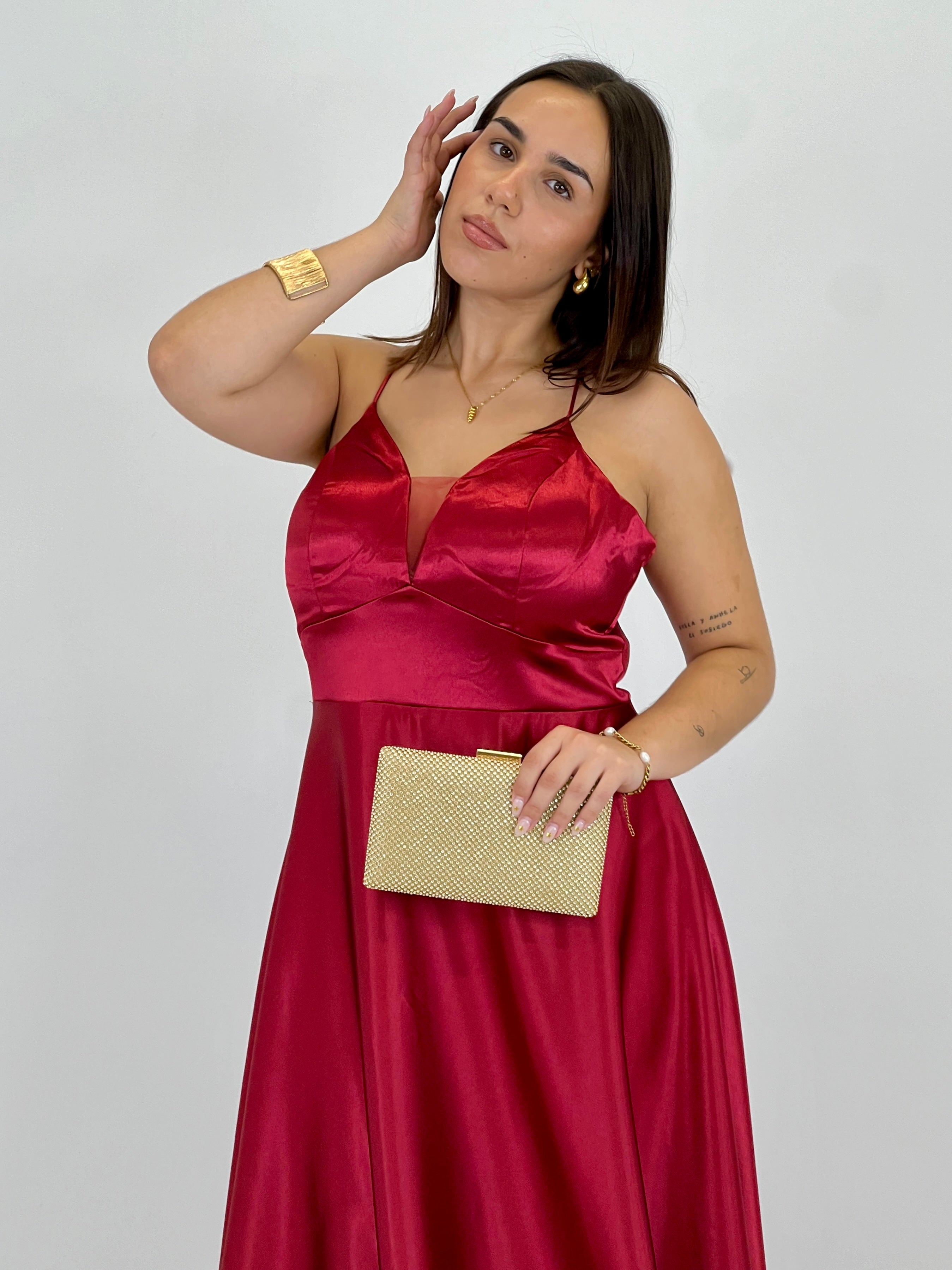 Vestido raso ceremonia Emma