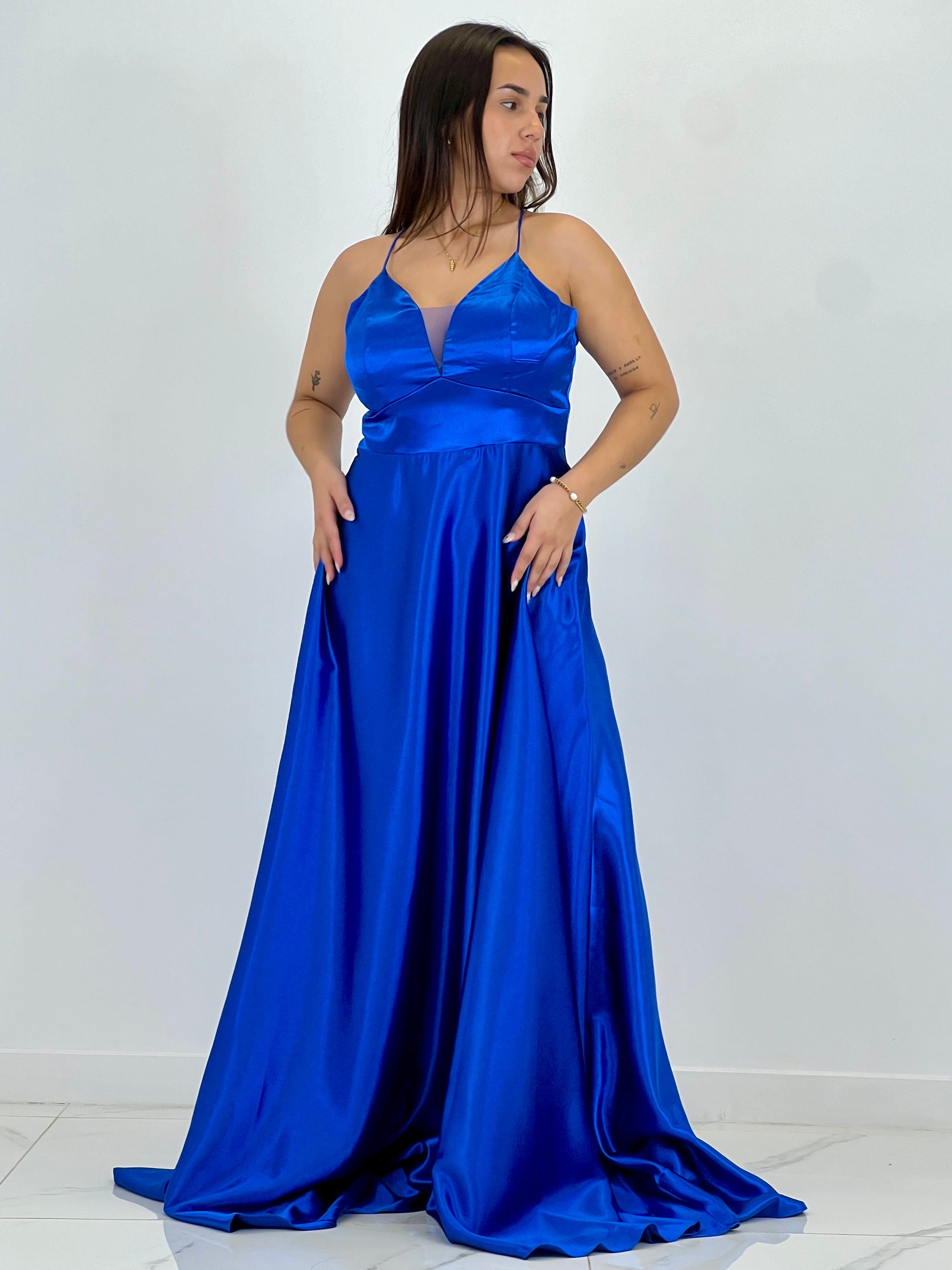 Vestido raso ceremonia Emma