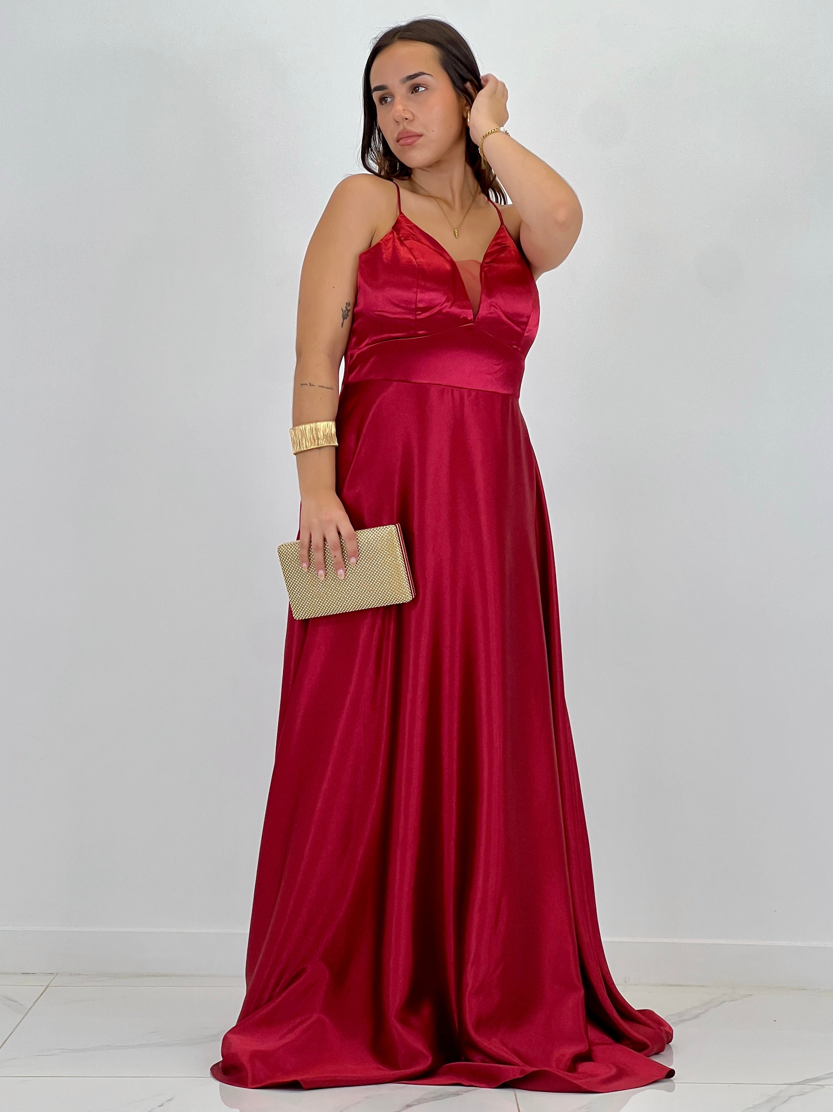 Vestido raso ceremonia Emma