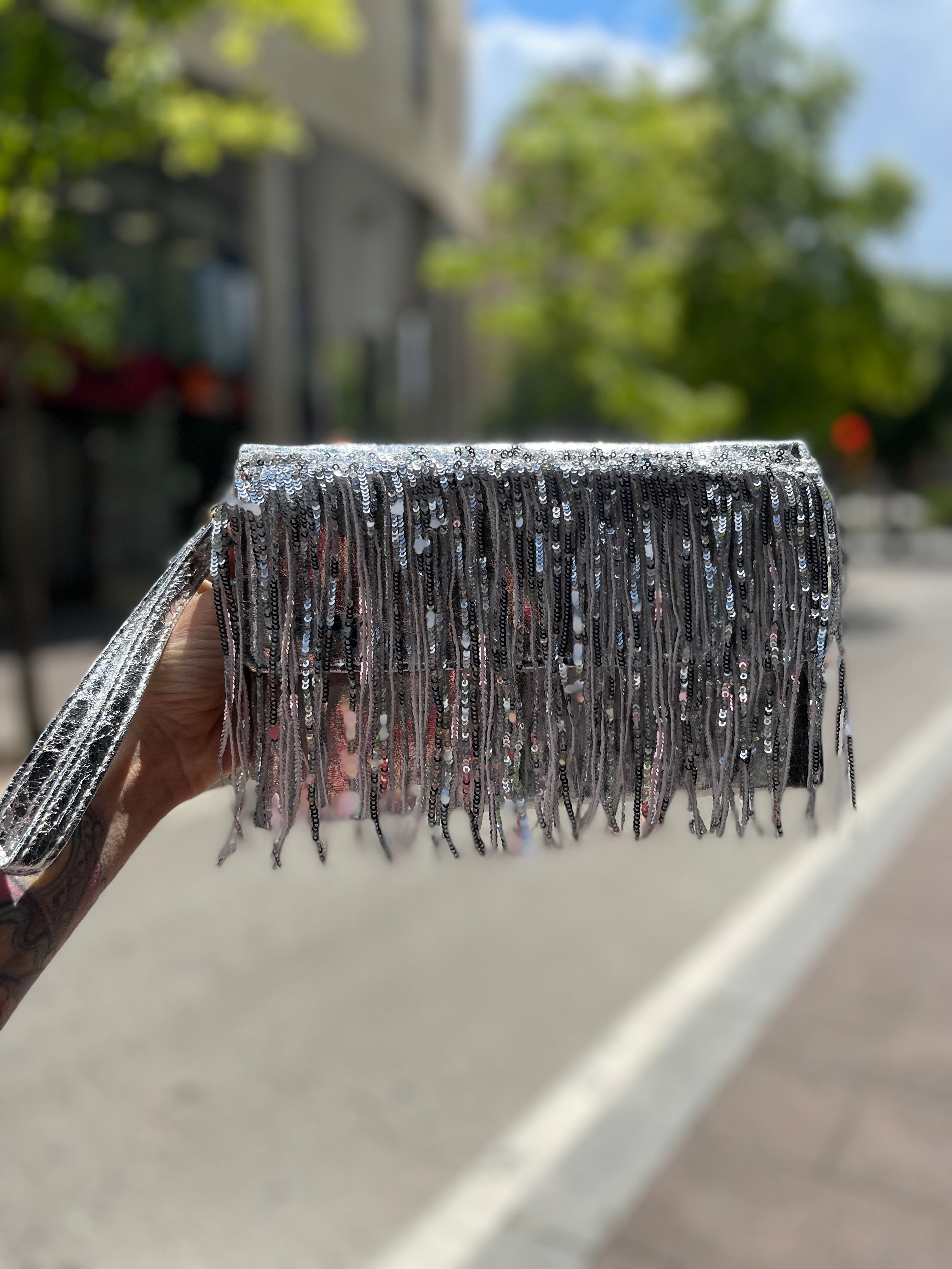 Sequin strap handbag