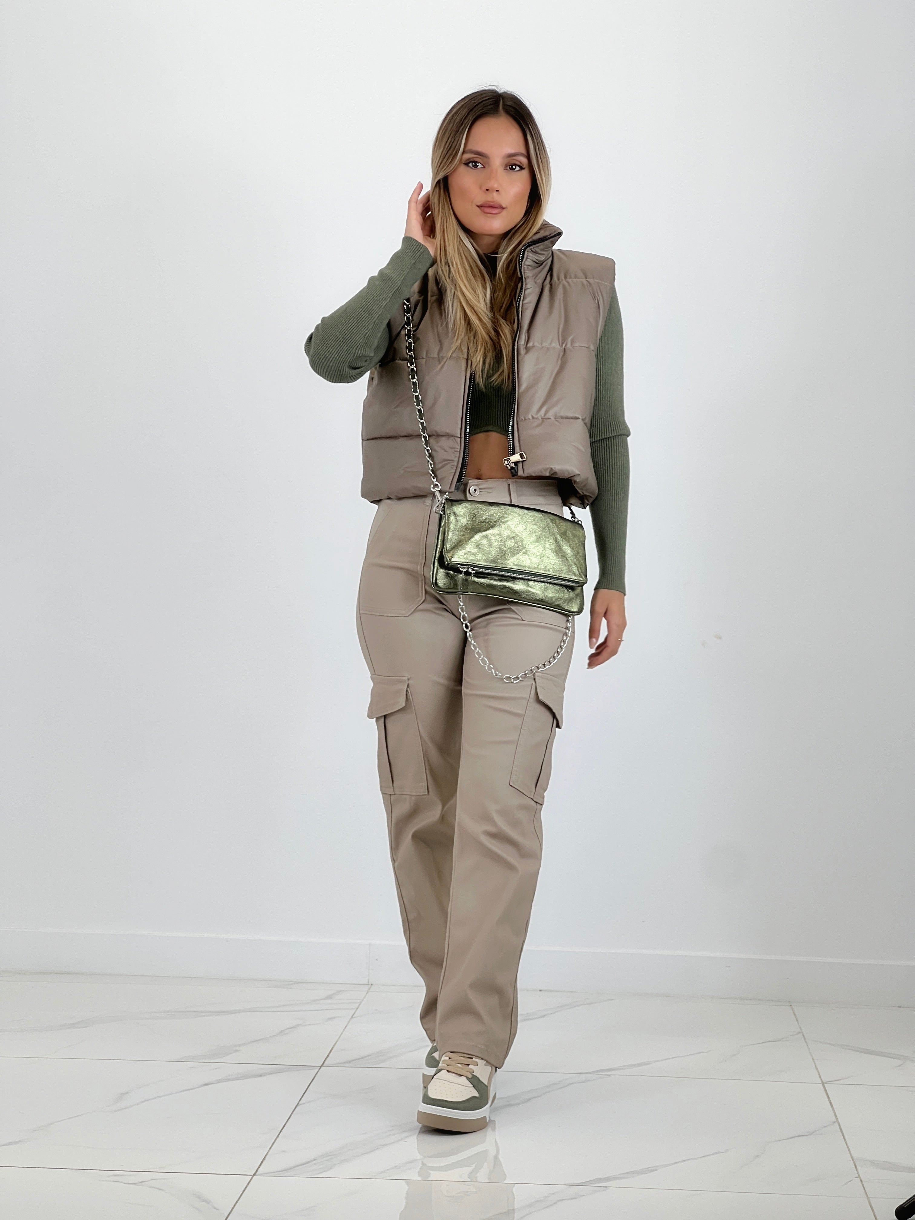 Bolso metalizado cadenas