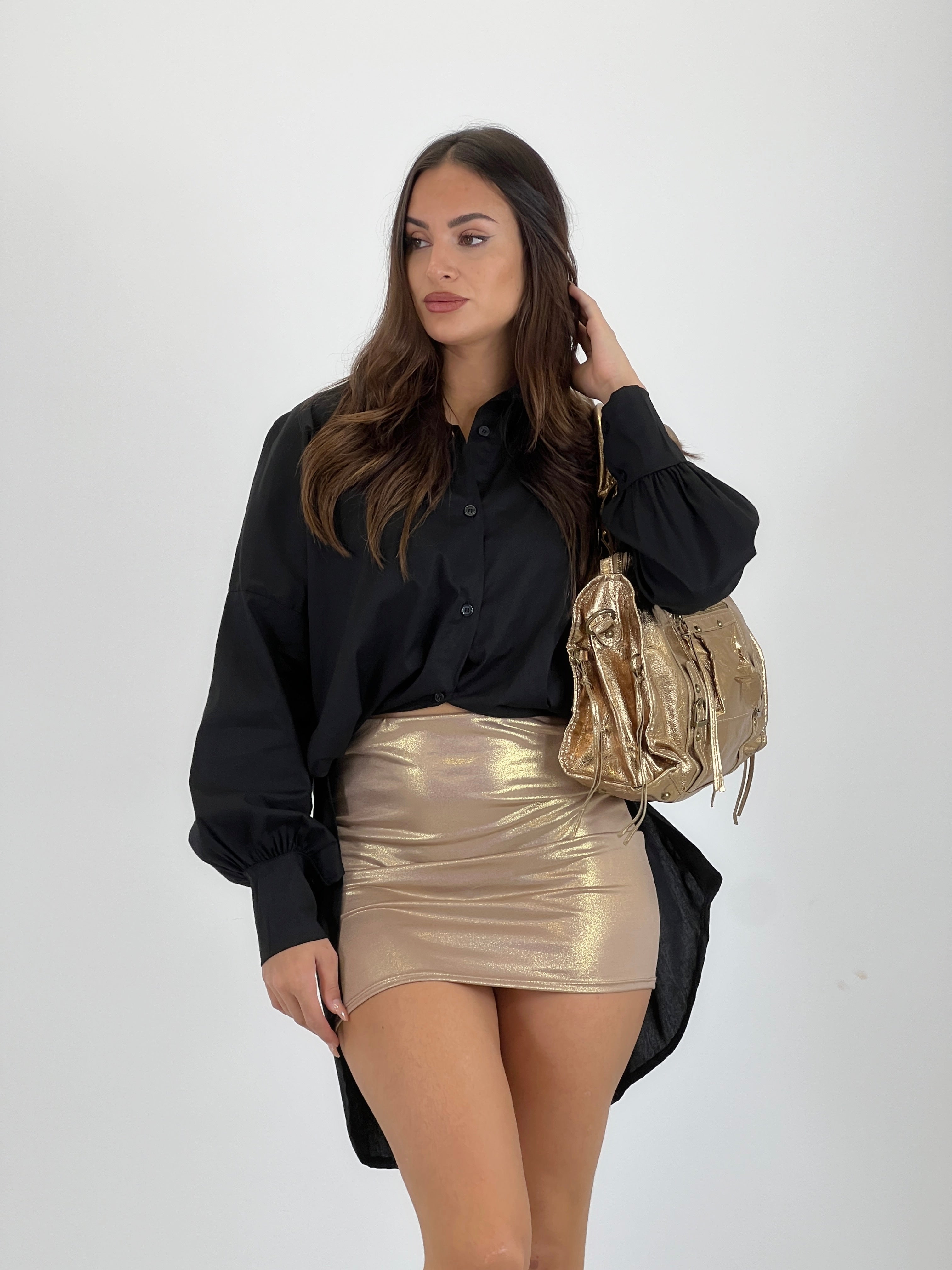 Falda mini dorado metalizado