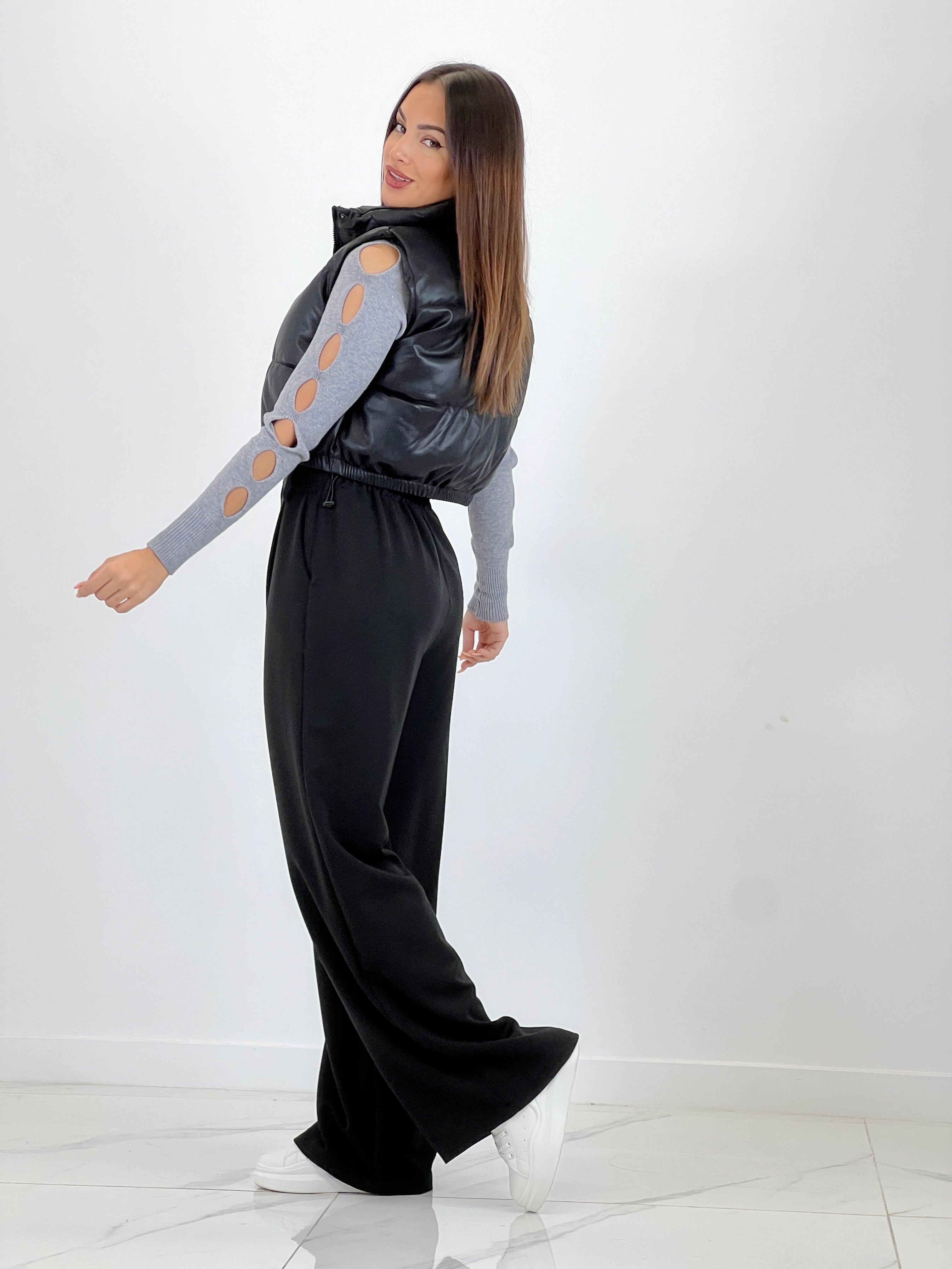 Gilet imbottito effetto pelle