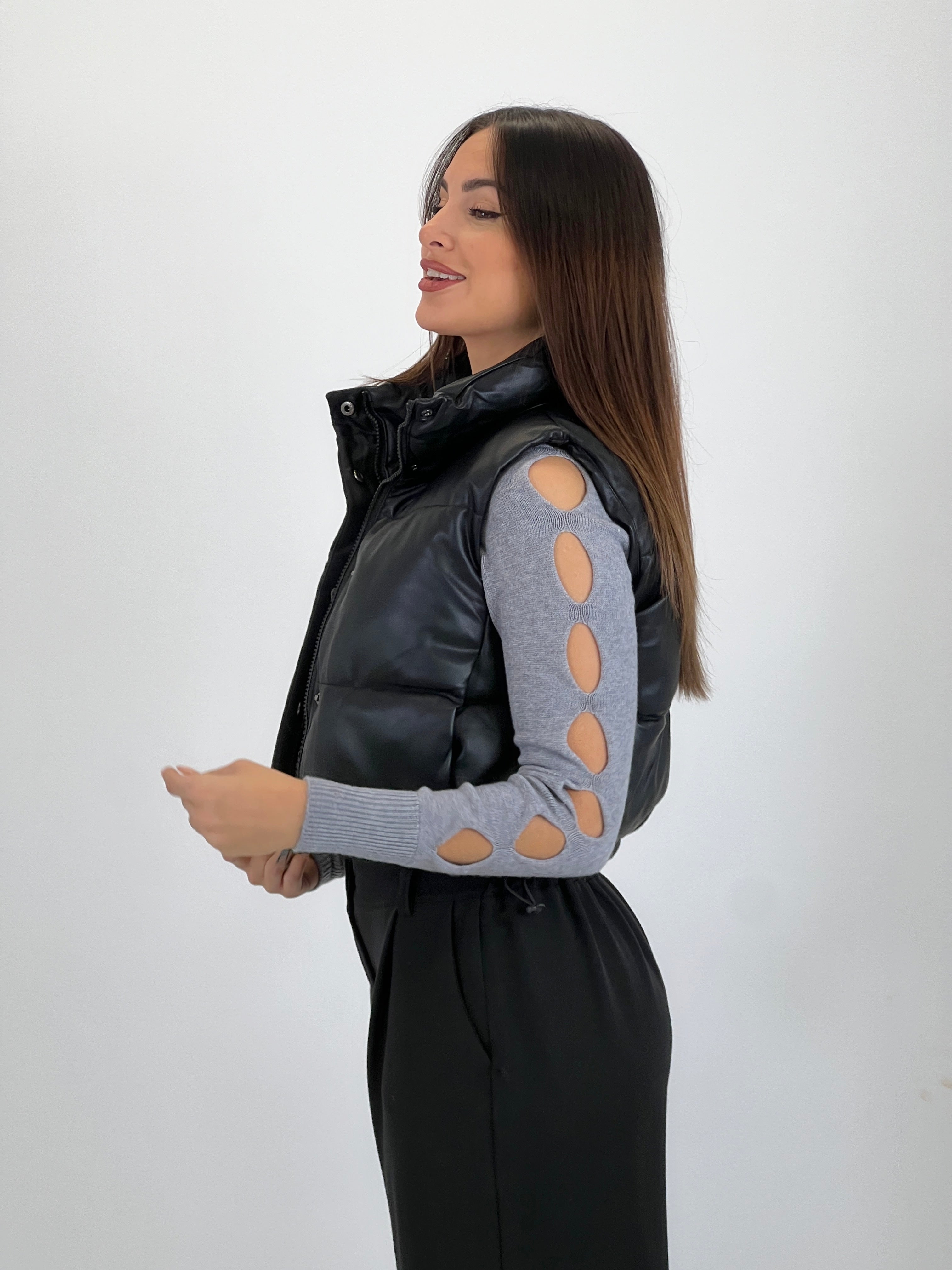 Gilet imbottito effetto pelle