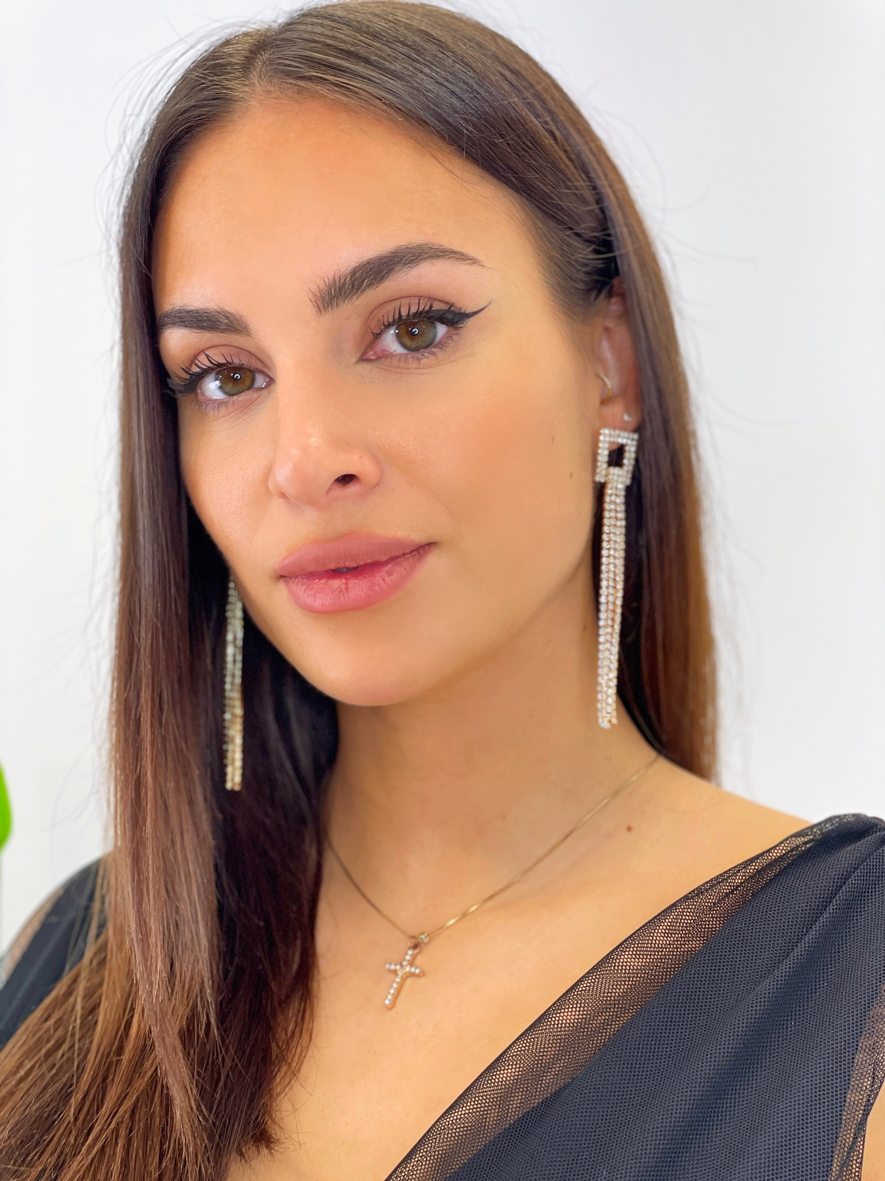 Pendientes cuadrado grande pedrería