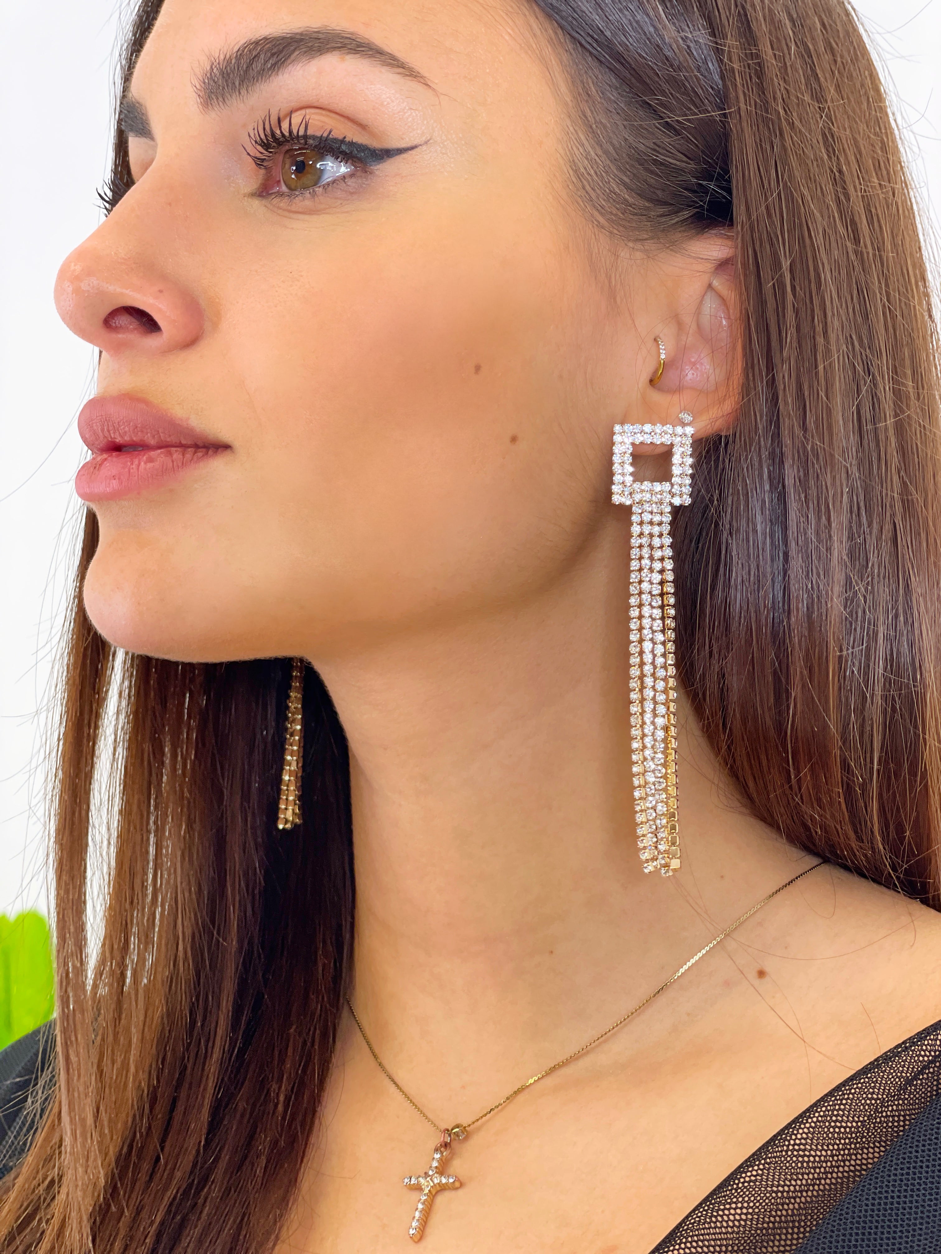 Pendientes cuadrado grande pedrería