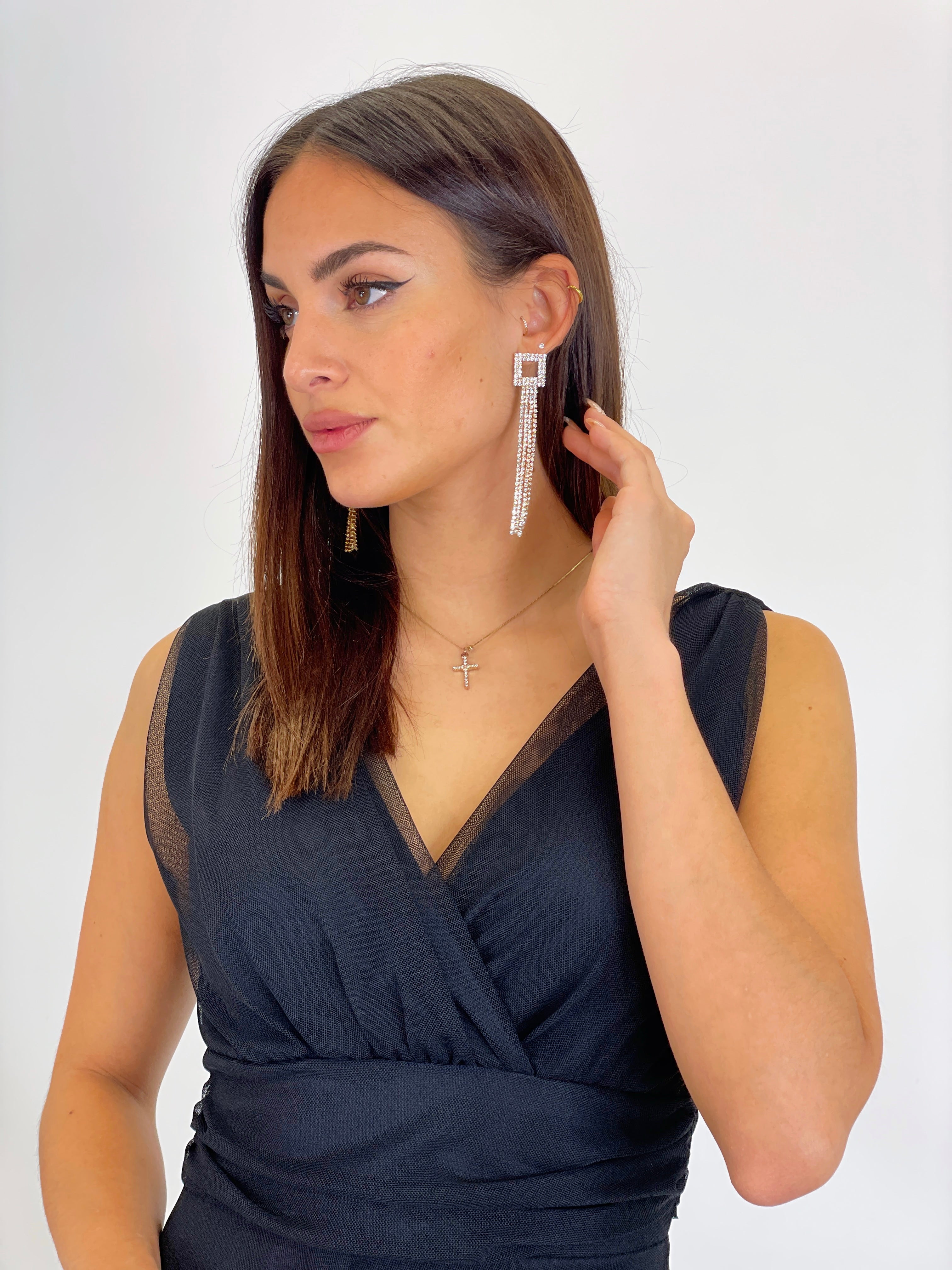 Pendientes cuadrado grande pedrería