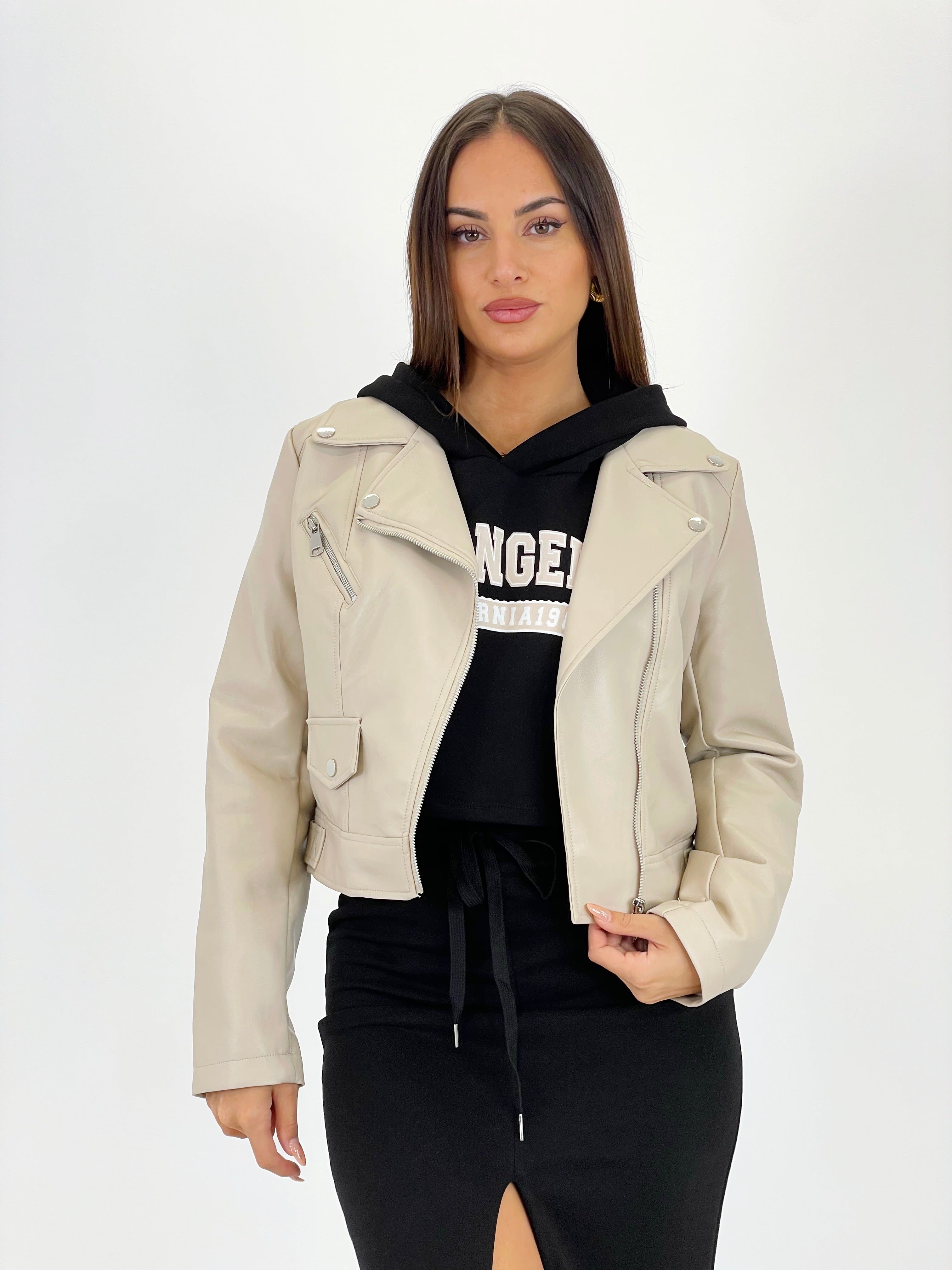 Cazadora biker efecto piel