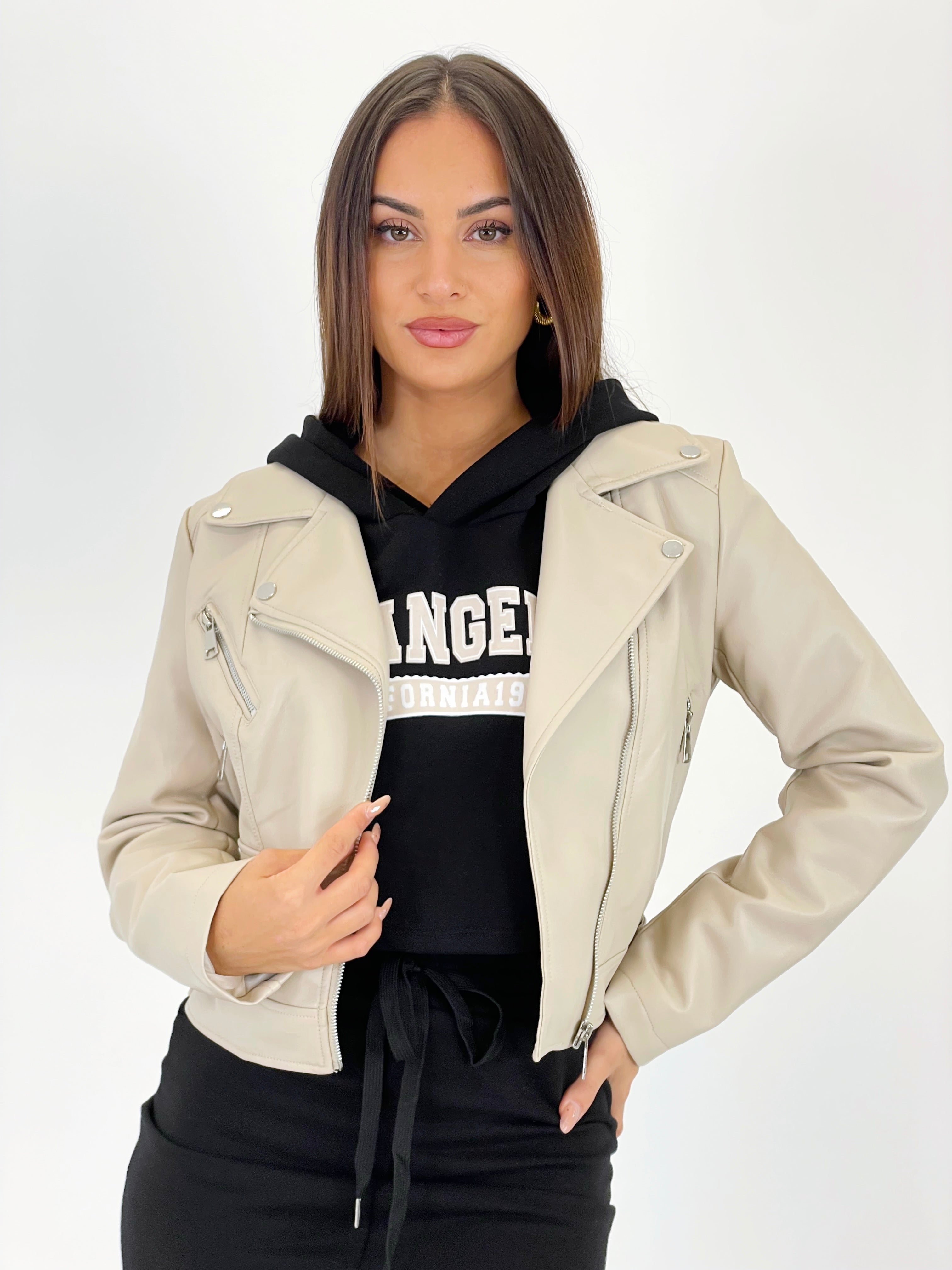 Cazadora biker efecto piel