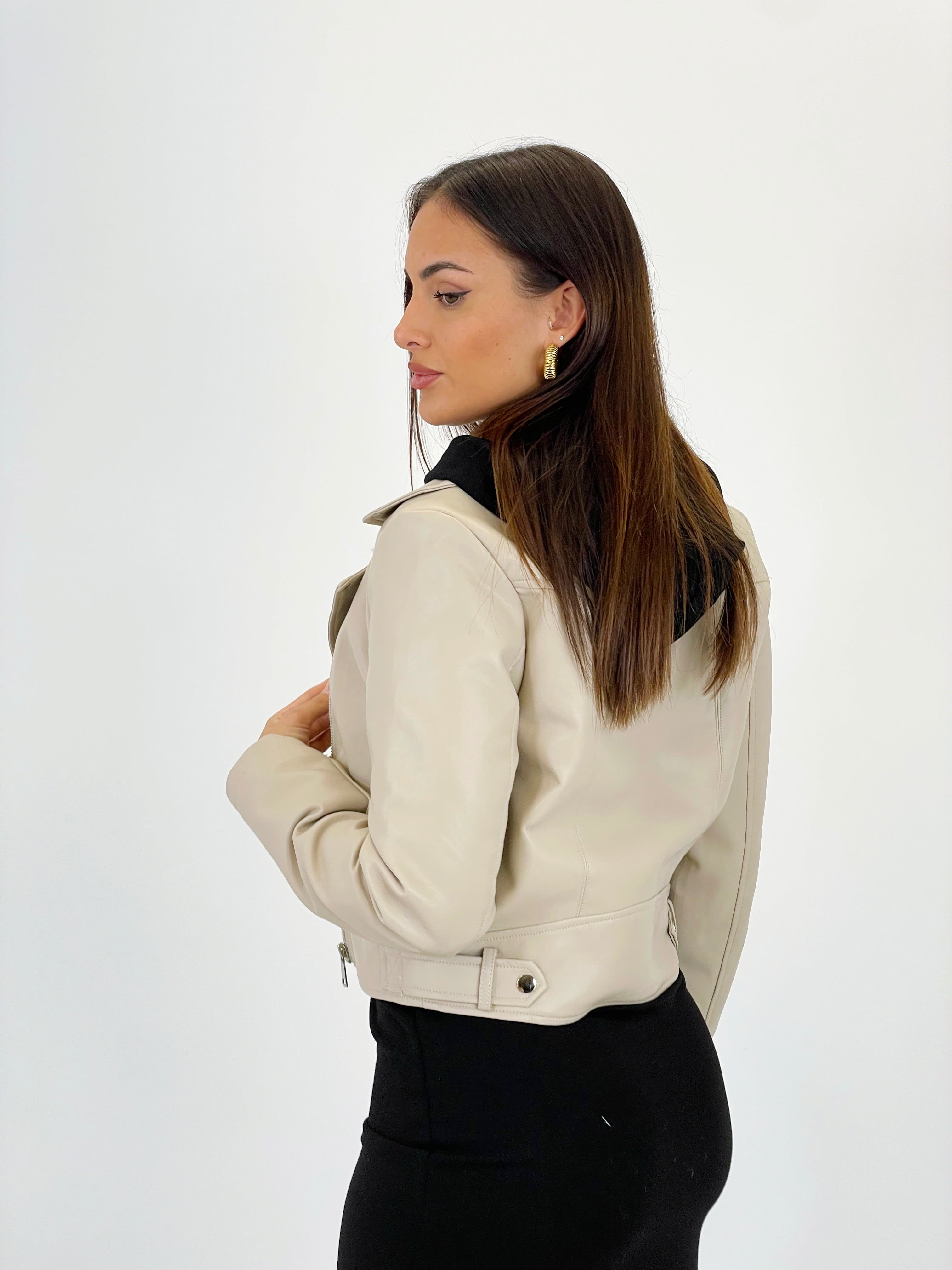 Cazadora biker efecto piel