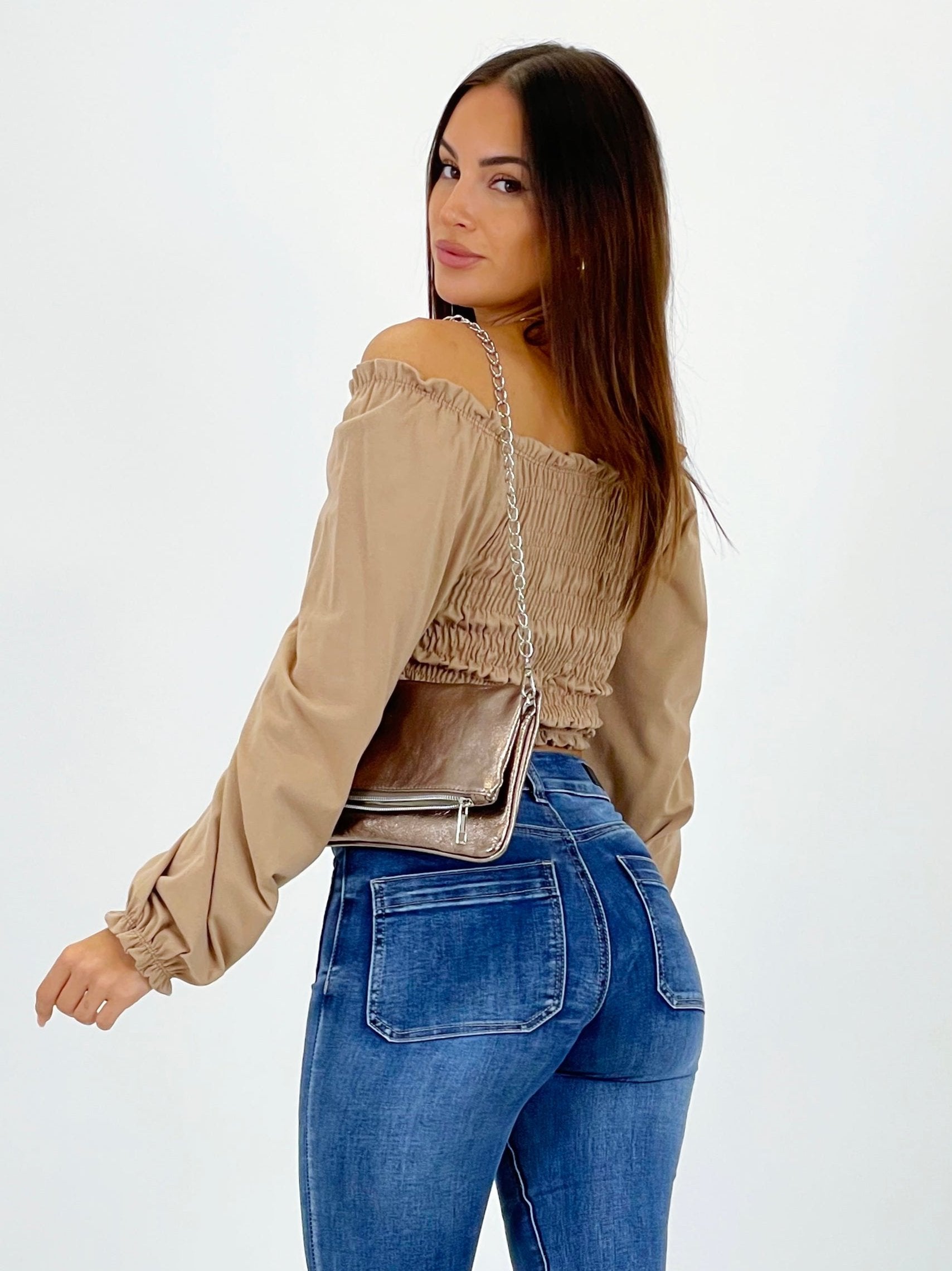 Bolso metalizado cadenas