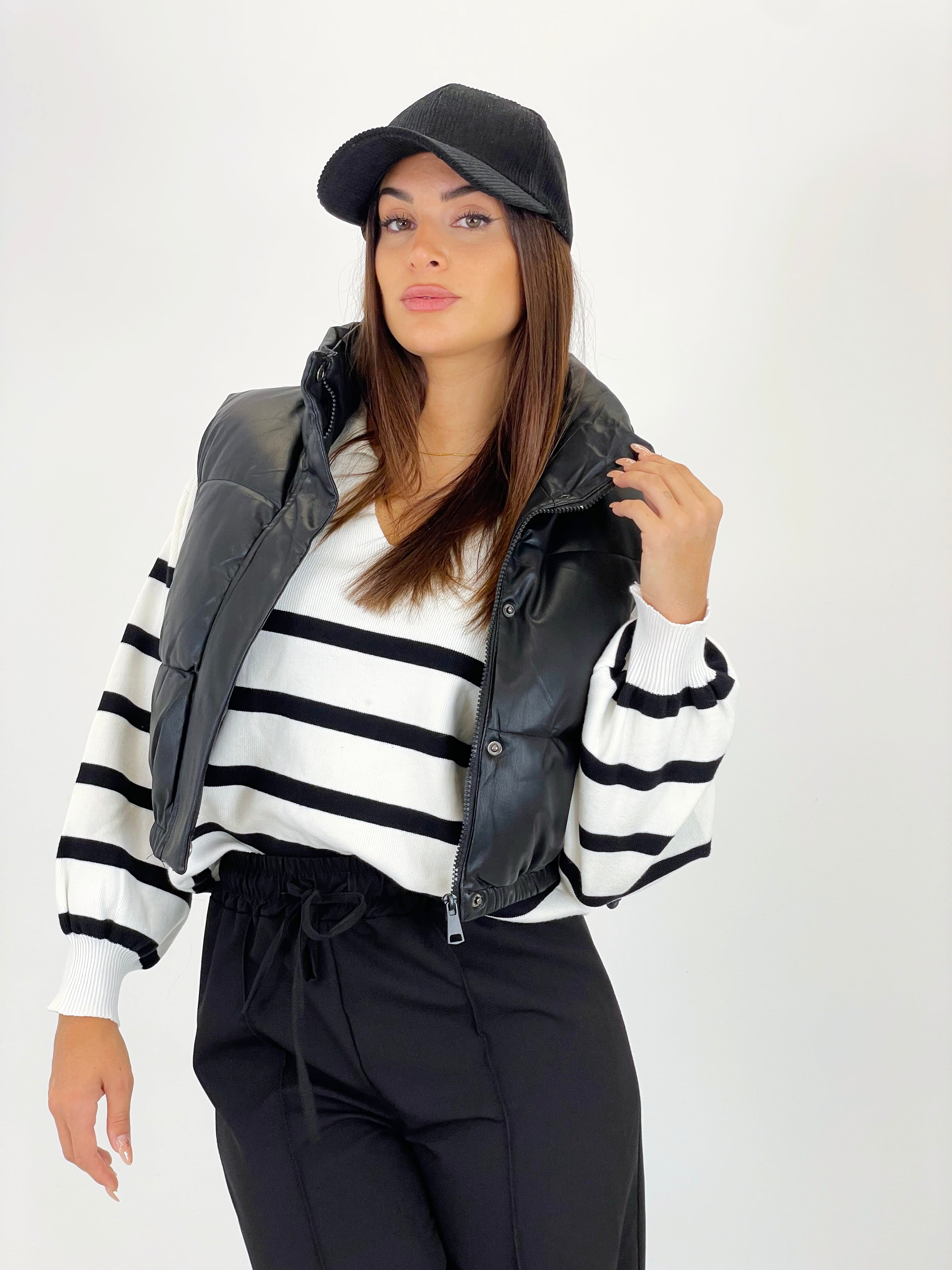 Gilet imbottito effetto pelle