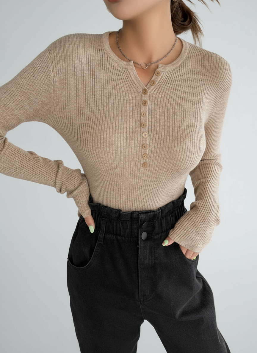 Jersey botones canalé