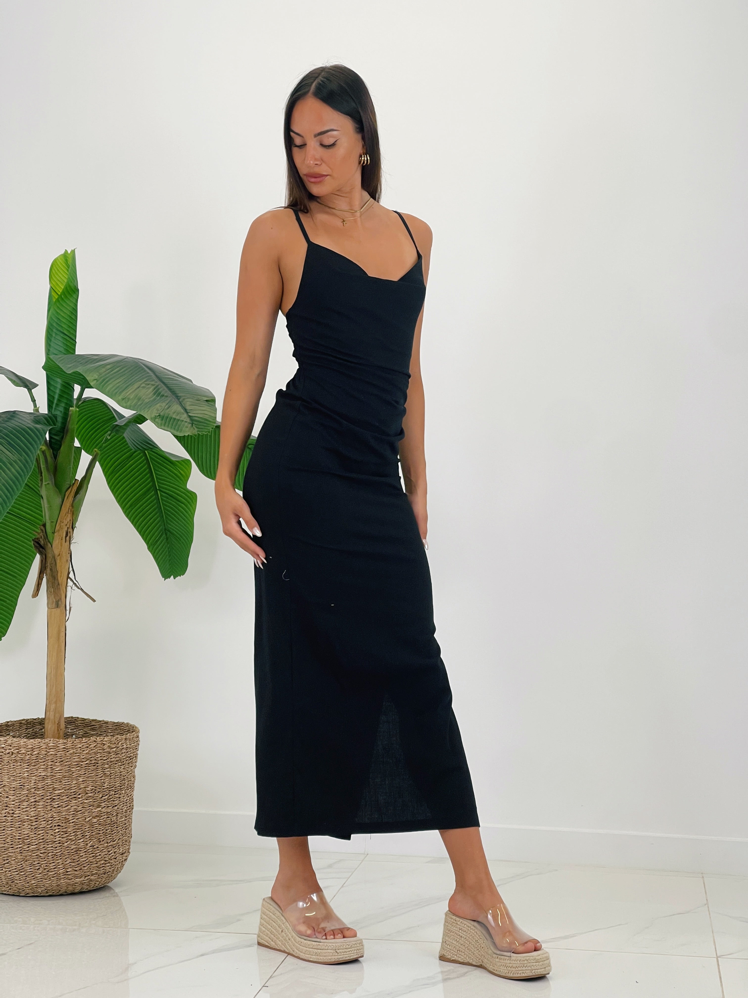 Vestido lino drapeado Gigi