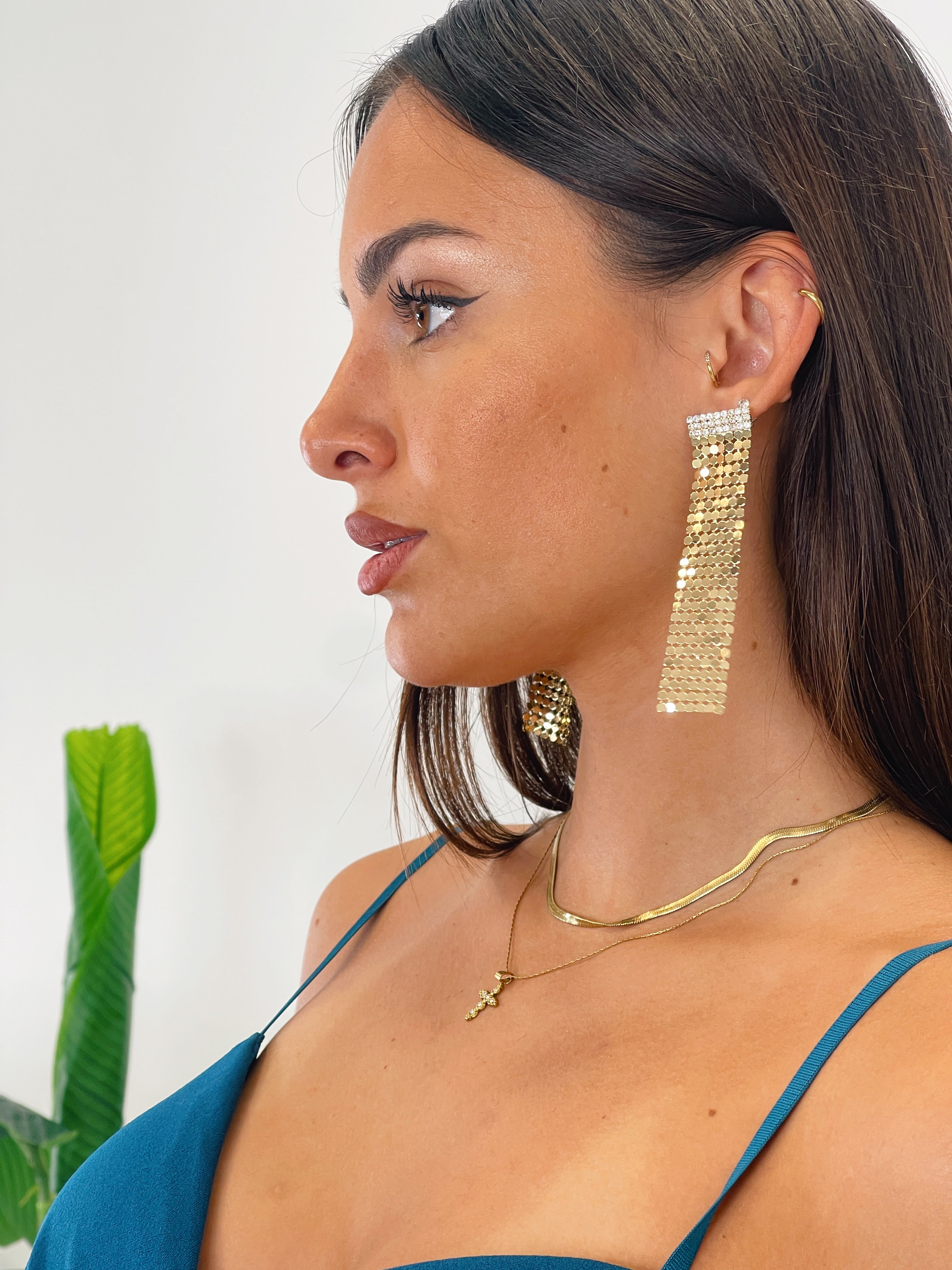 Pendientes cortina pedrería