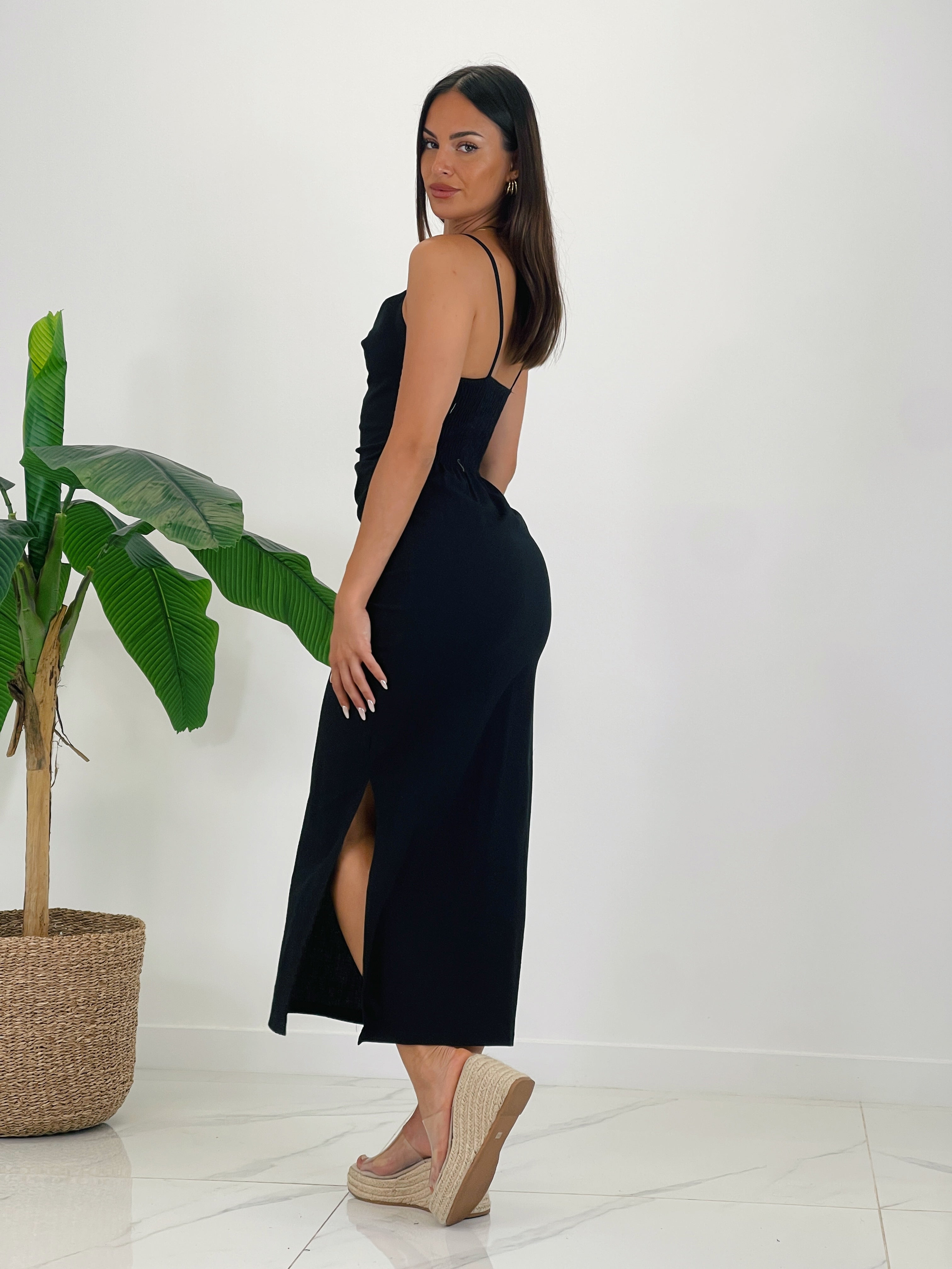 Vestido lino drapeado Gigi