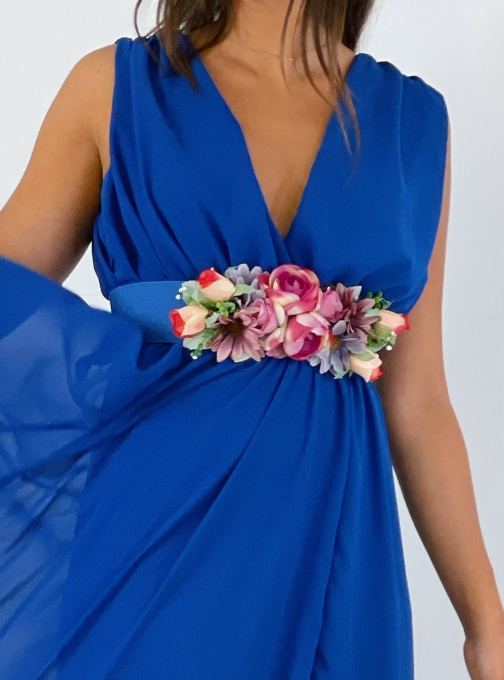 Cinturón floral goma azul | Zebra&Maduixa