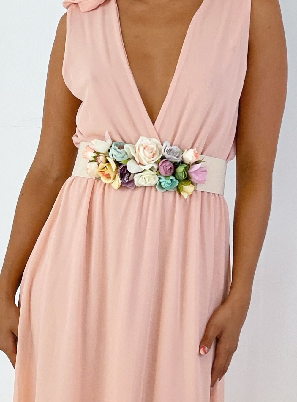 Cinturón floral goma beige| Zebra&Maduixa