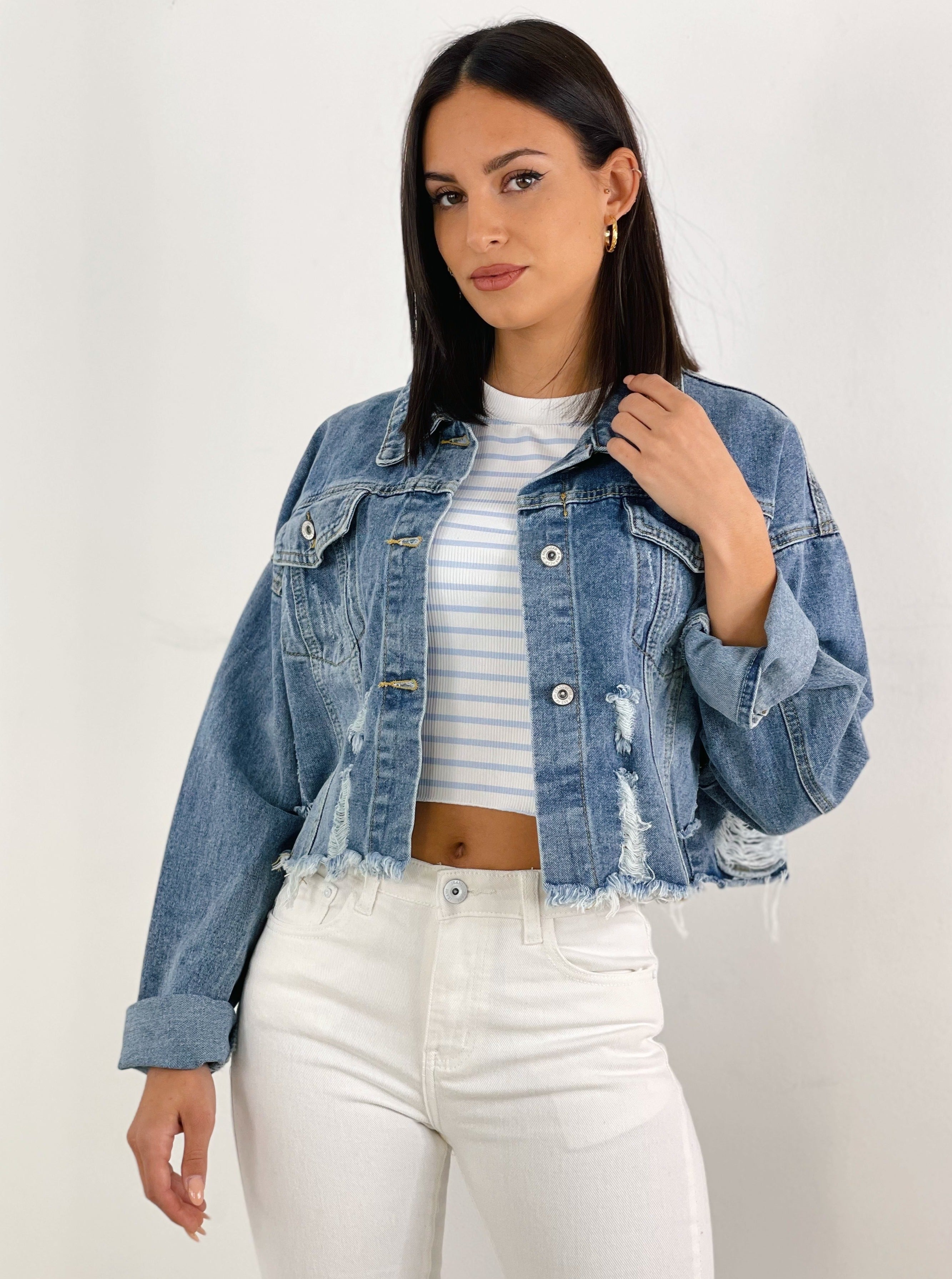 Cazadora Denim Cropped - Zebra&Maduixa®