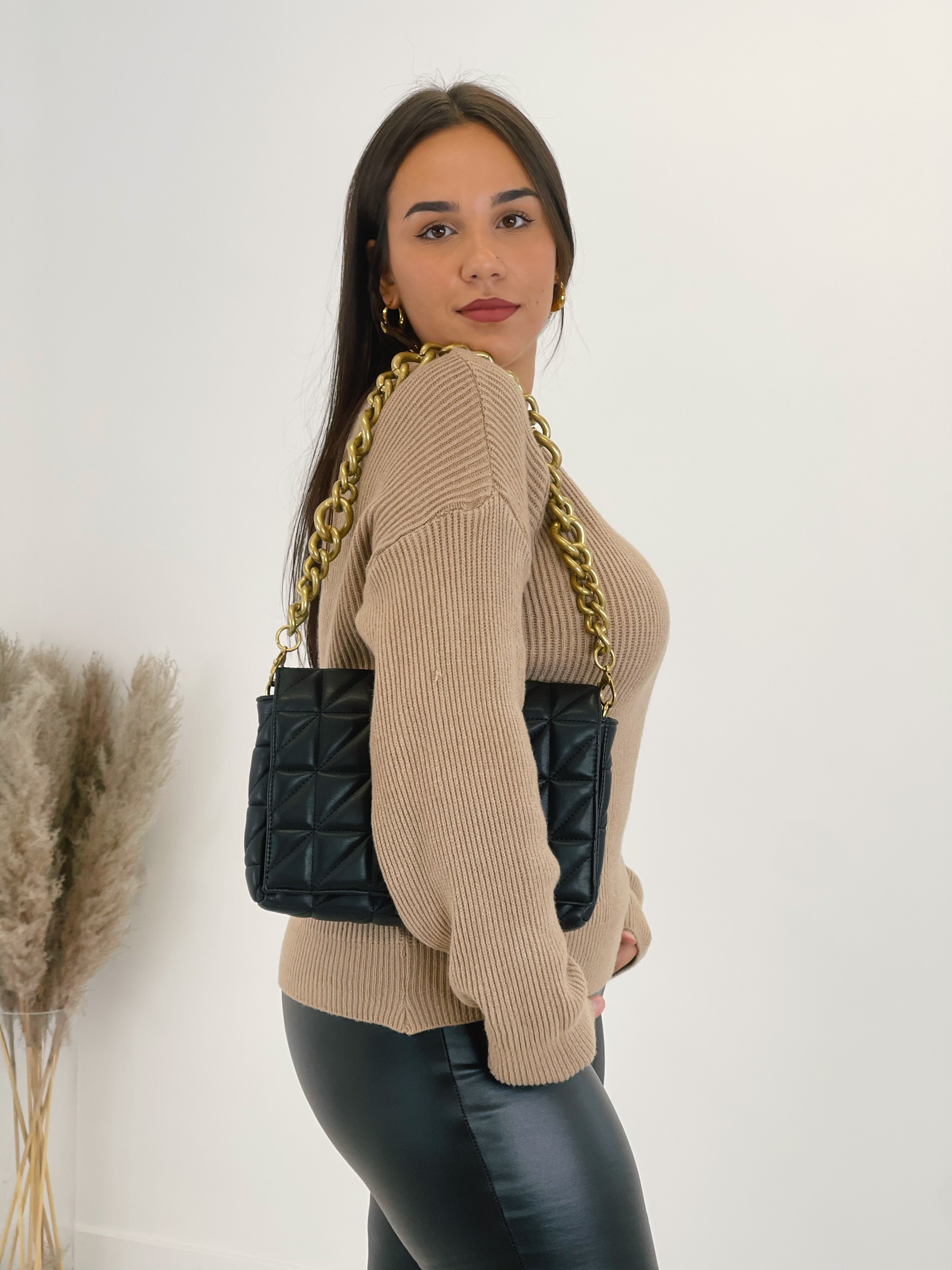 Bolso acolchado cadena gruesa