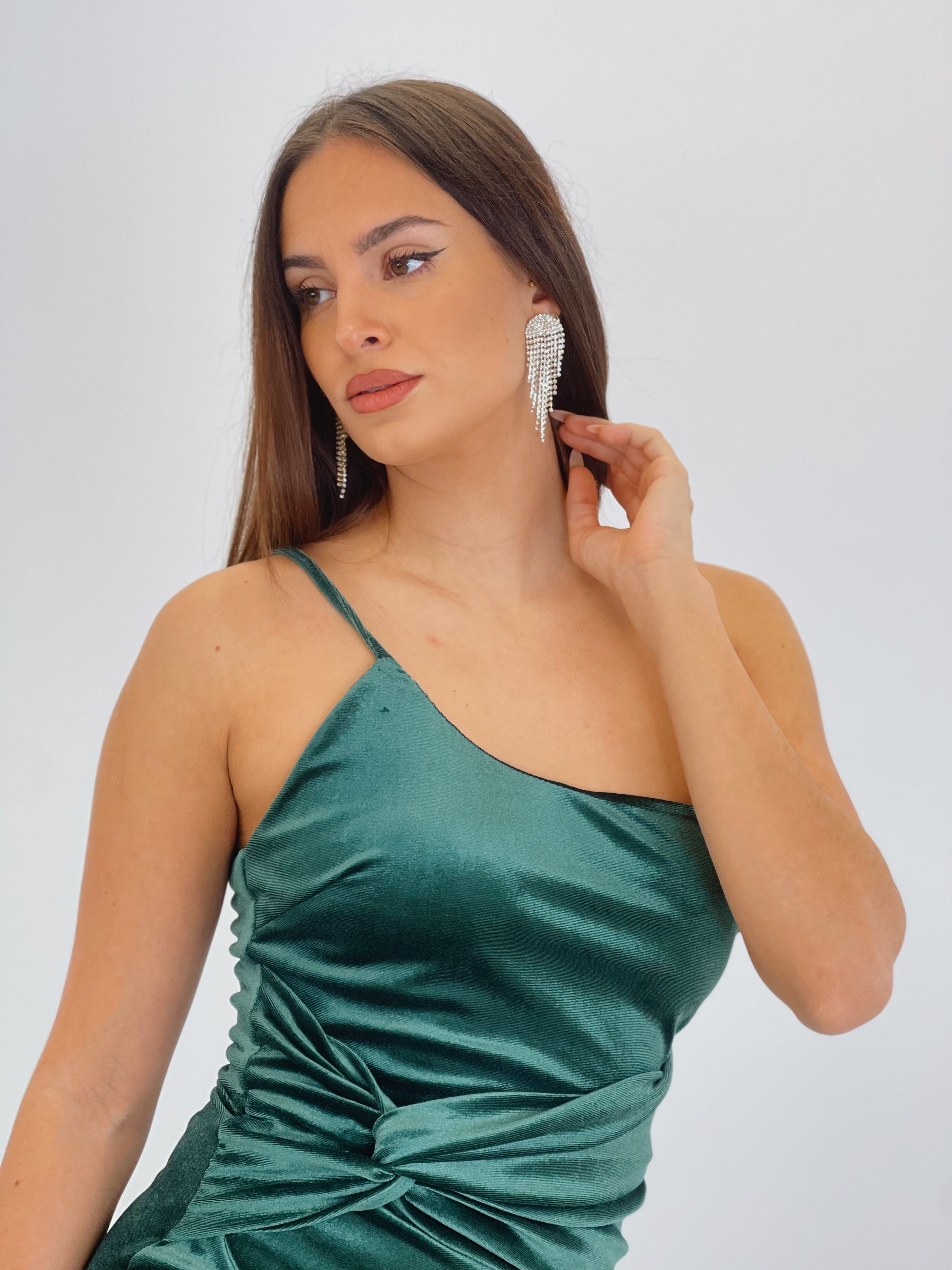 Vestido terciopelo asimétrico anudado