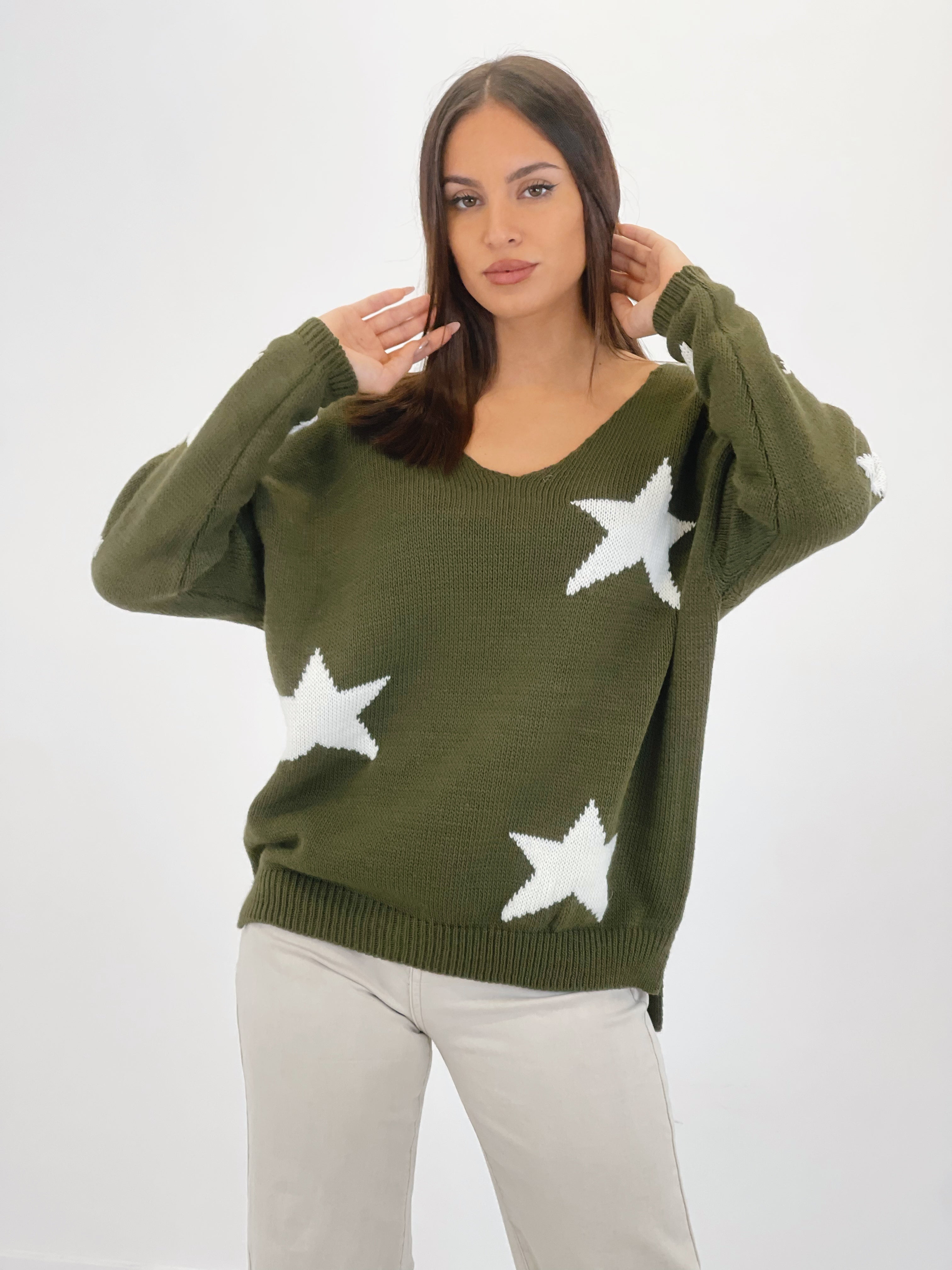 Jersey decote em V estrelas