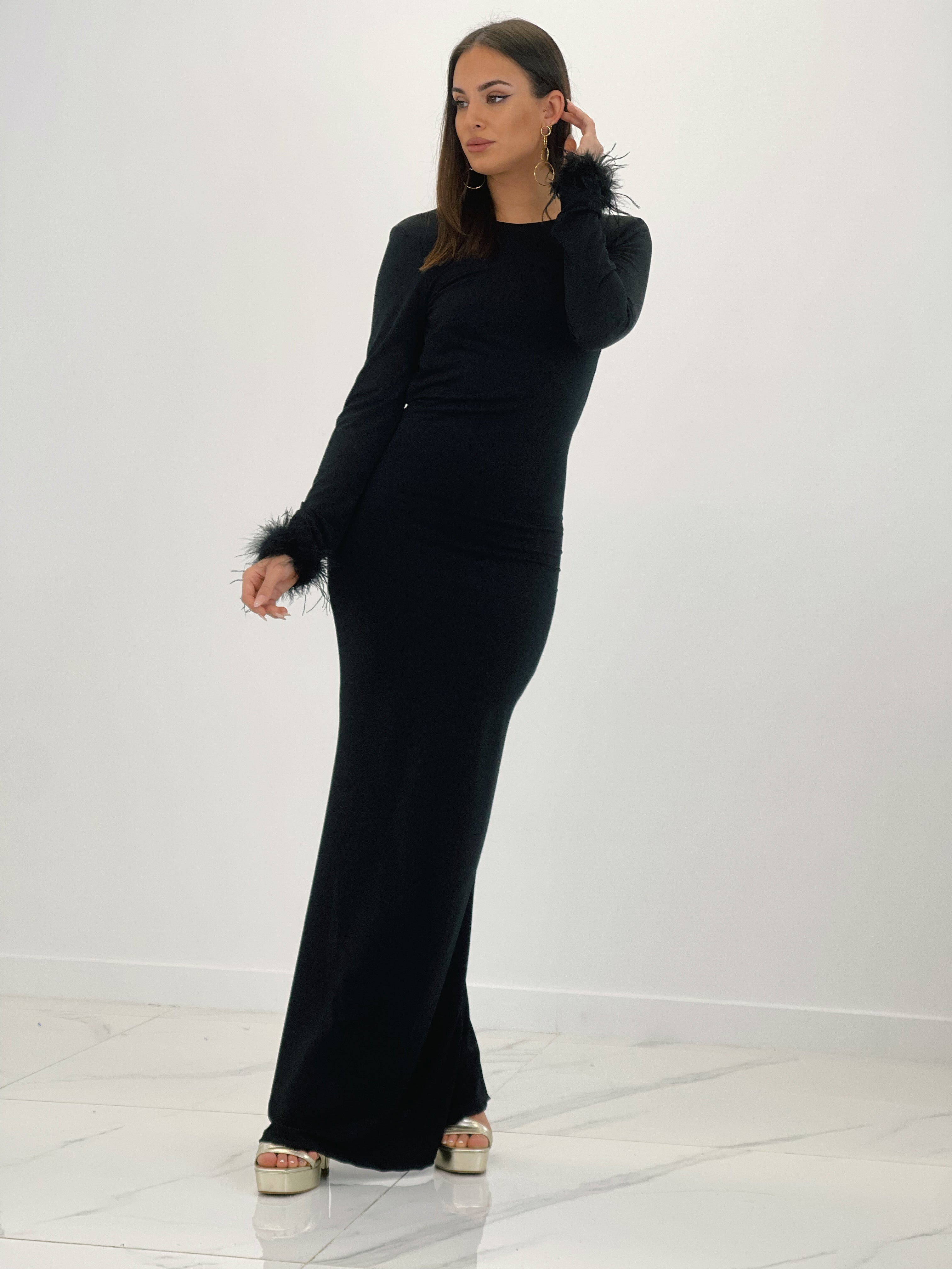 Vestido sirena plumas