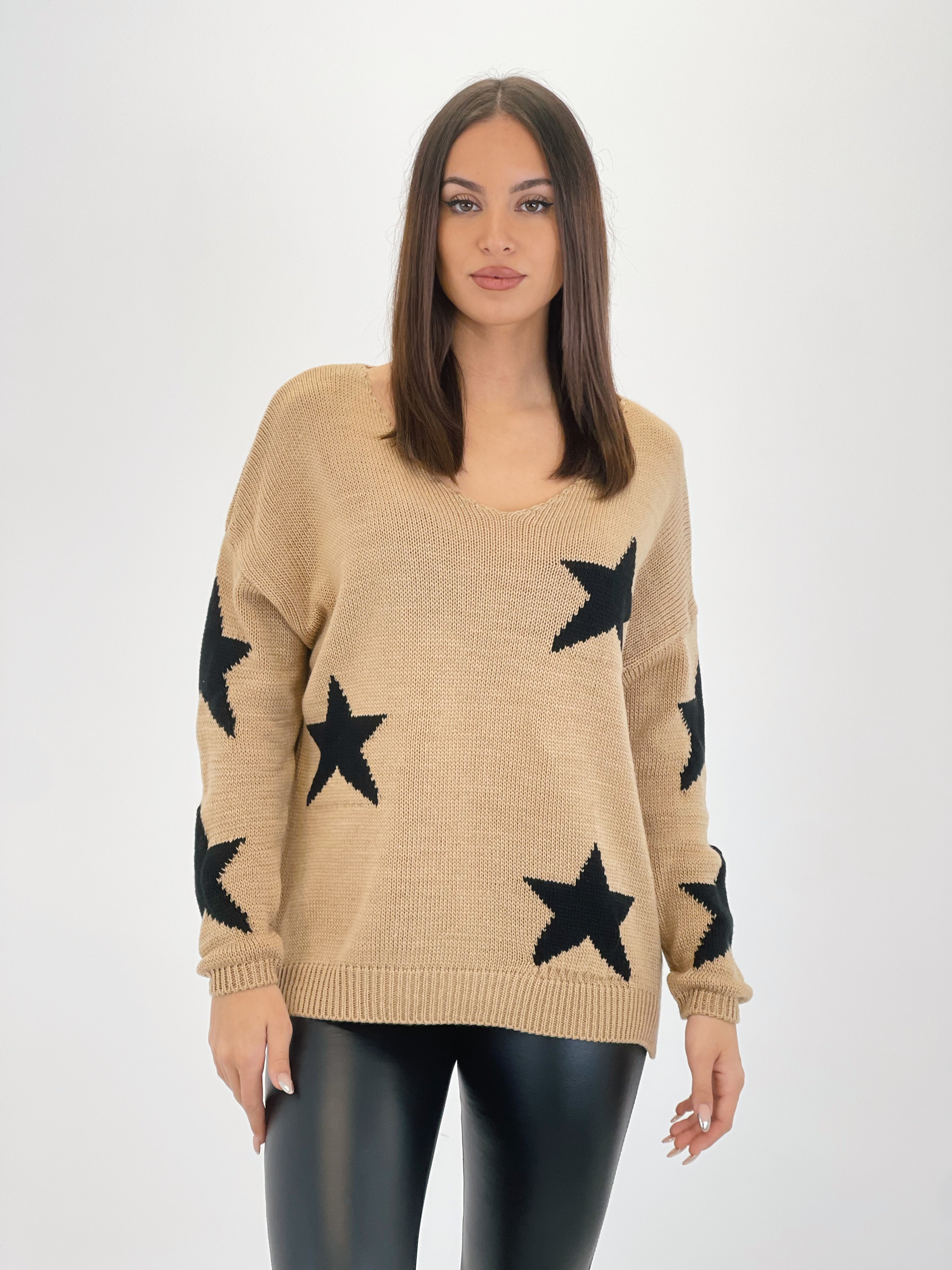 Jersey decote em V estrelas